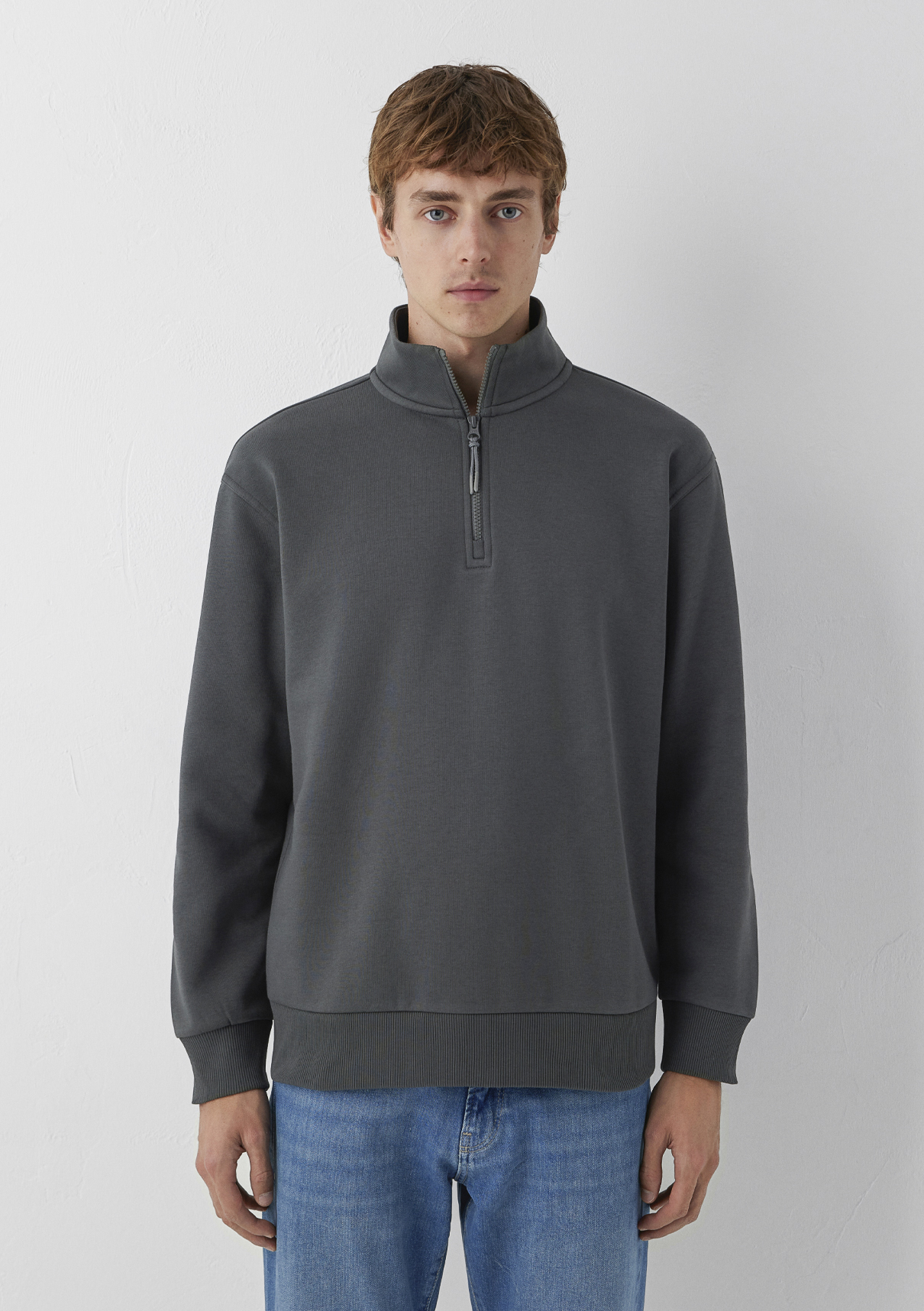 Mavi Yarı Fermuarlı Antrasit Basic Sweatshirt görsel 3