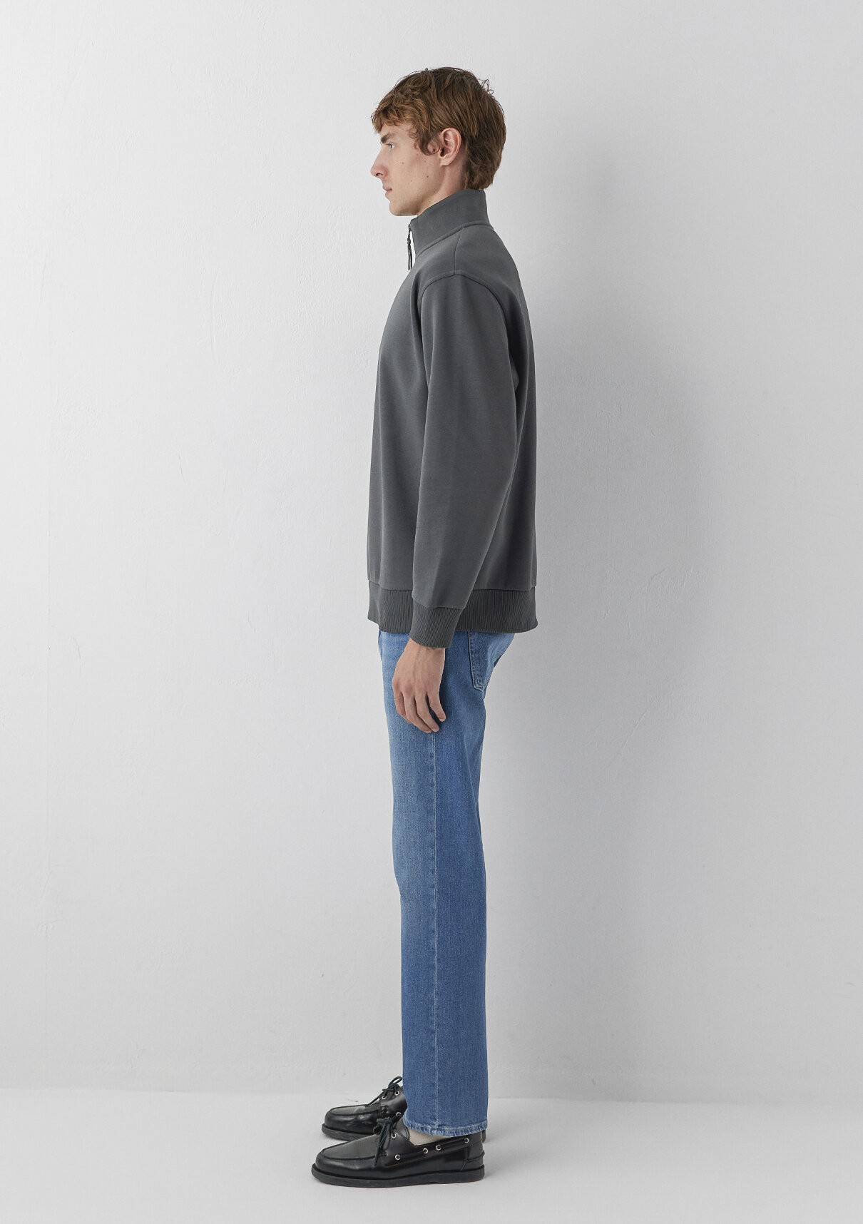 Mavi Yarı Fermuarlı Antrasit Basic Sweatshirt görsel 4