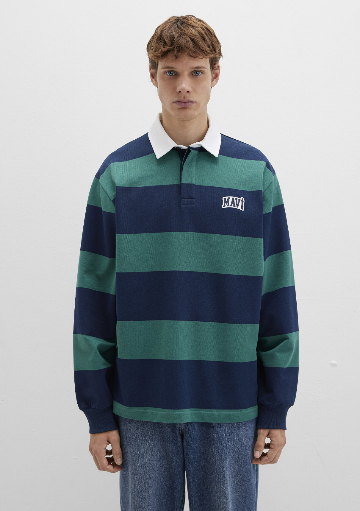 Mavi Logo Çizgili Lacivert Sweatshirt görsel 3