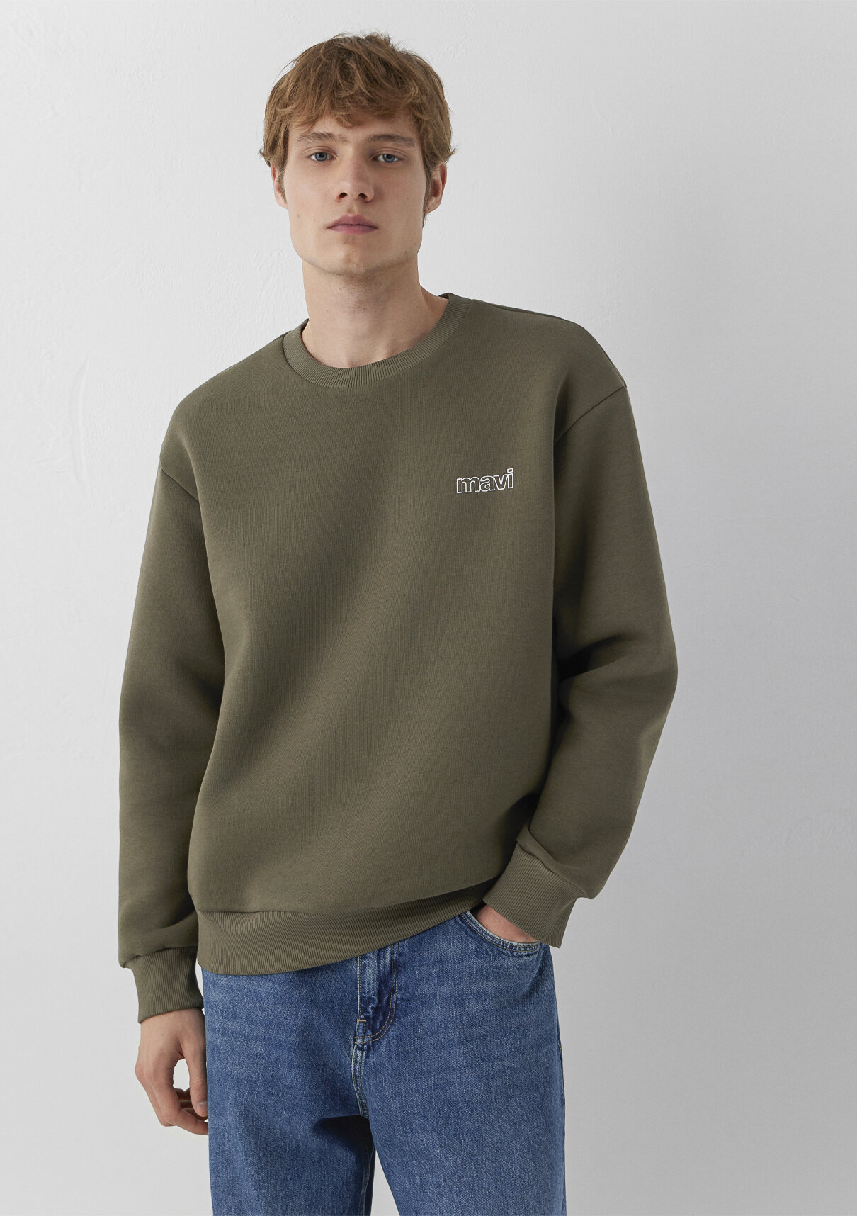 Mavi Logo Baskılı Haki Sweatshirt görsel 2
