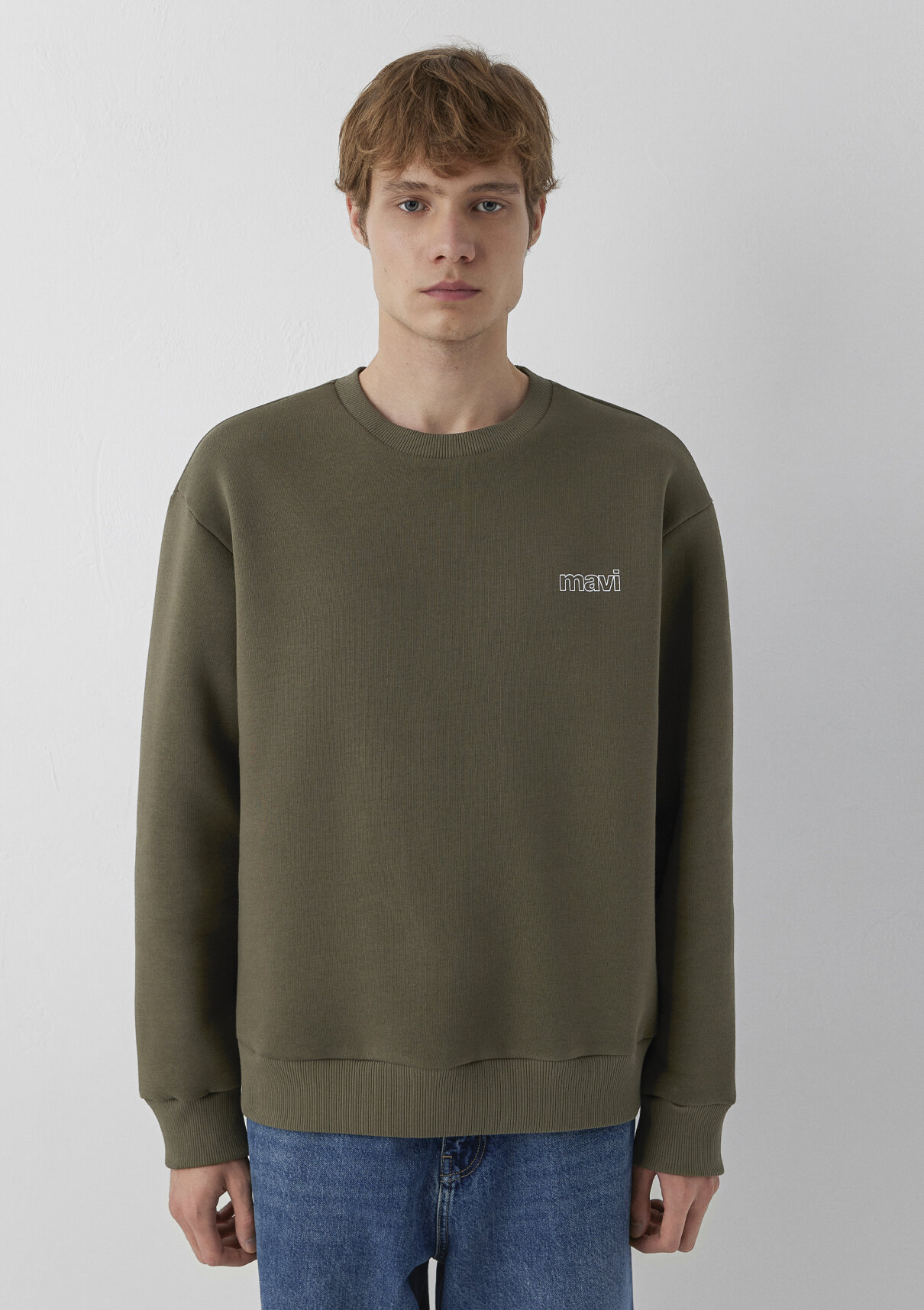 Mavi Logo Baskılı Haki Sweatshirt görsel 3