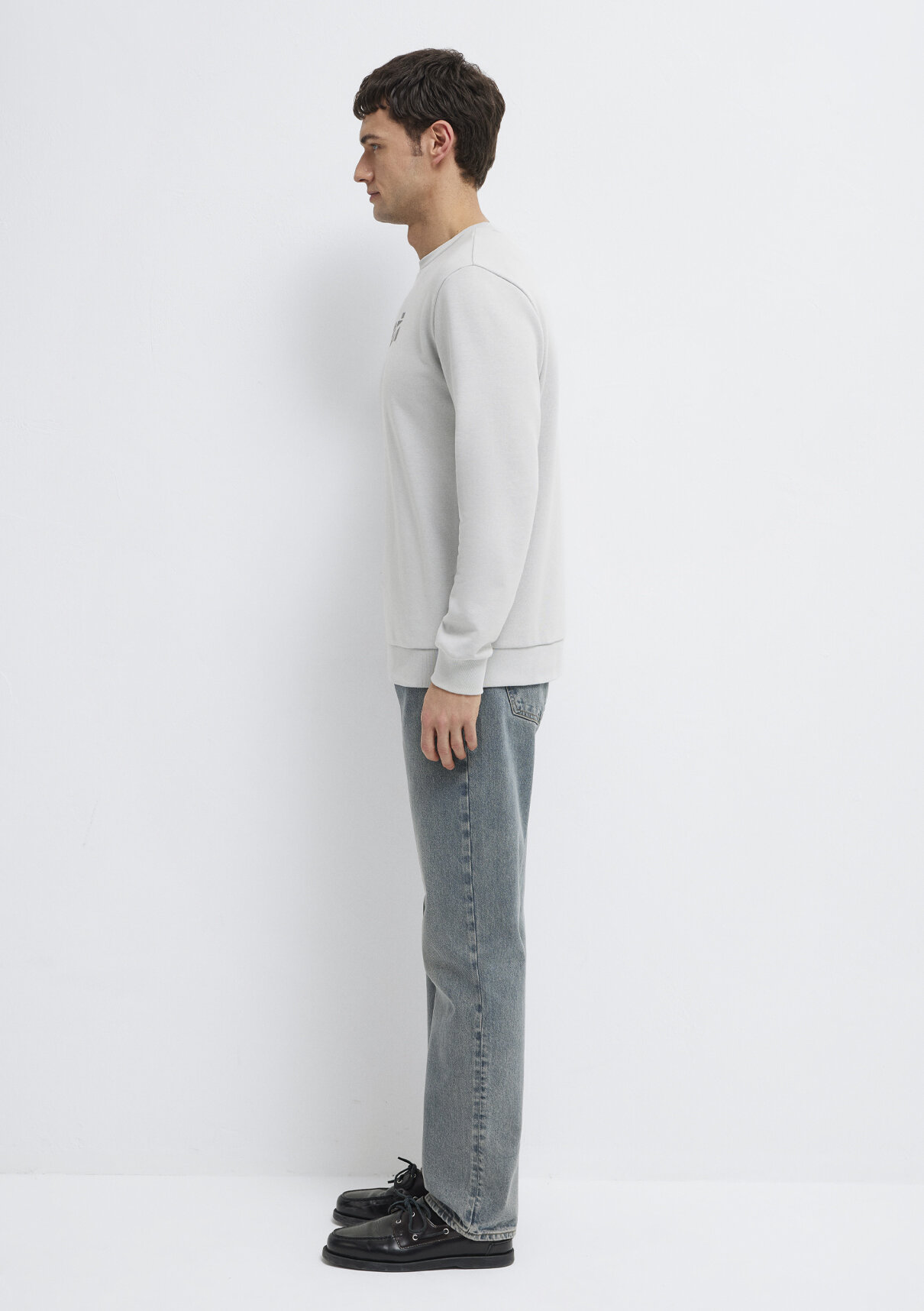 Mavi Logo Baskılı Gri Sweatshirt görsel 4