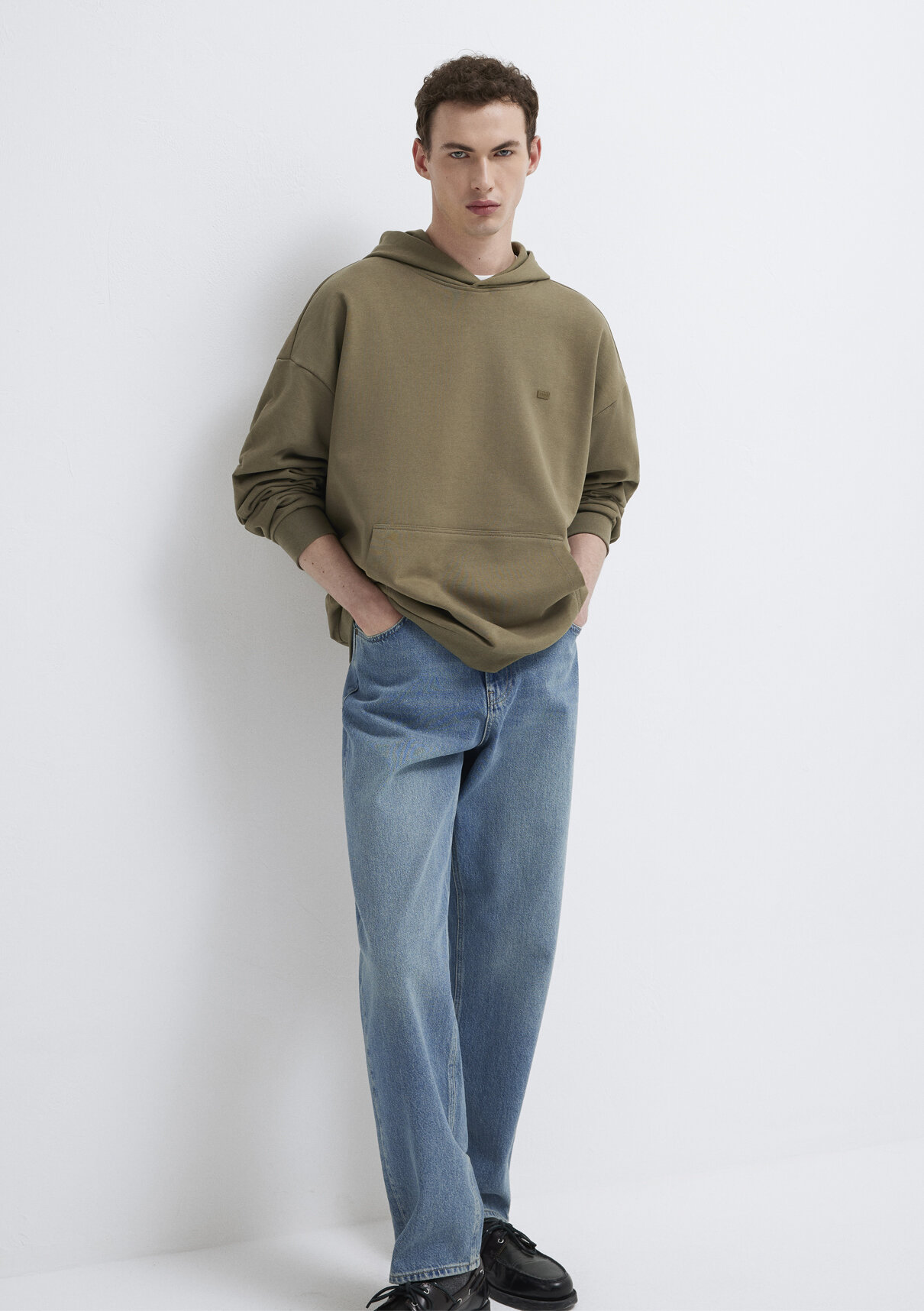 Mavi Kapüşonlu Haki Sweatshirt görsel 2