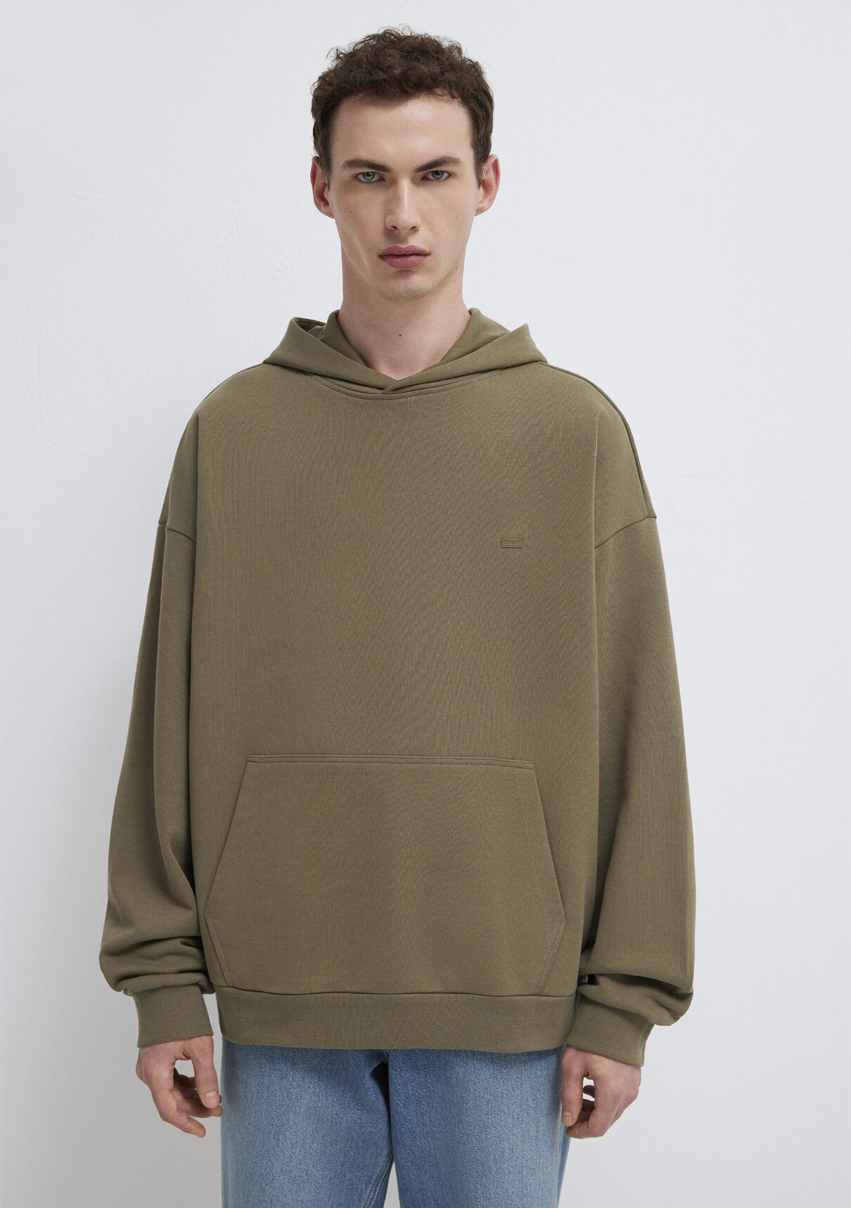 Mavi Kapüşonlu Haki Sweatshirt görsel 3
