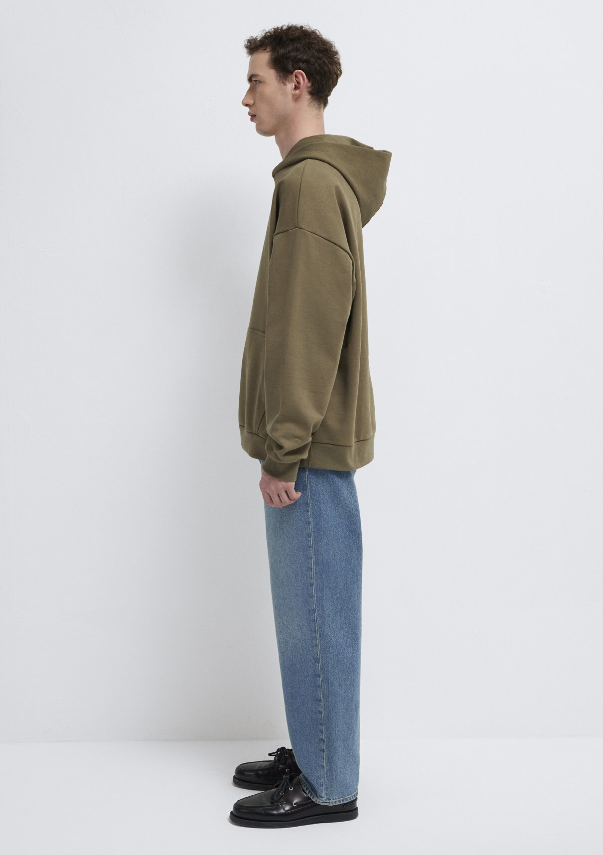 Mavi Kapüşonlu Haki Sweatshirt görsel 4
