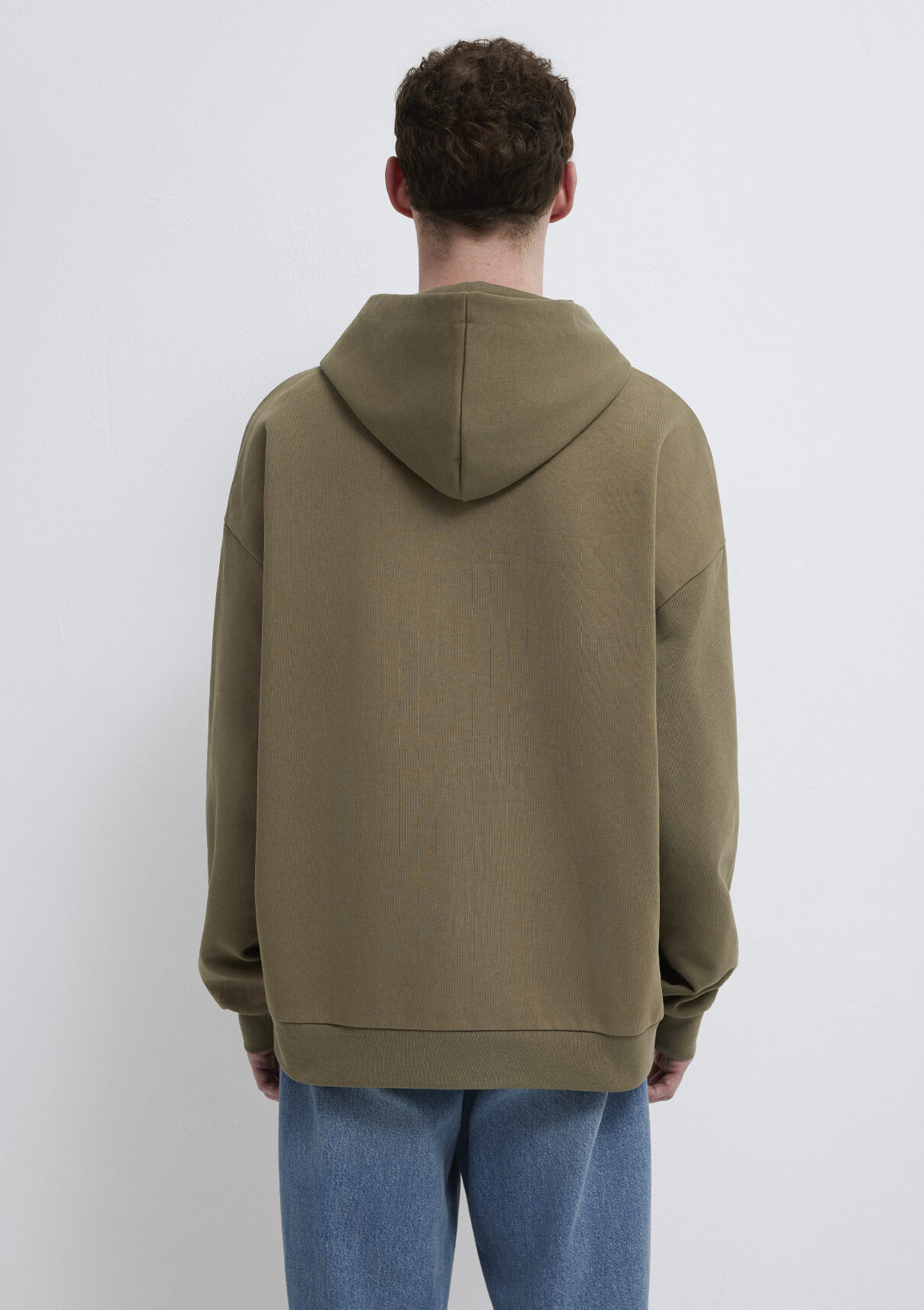 Mavi Kapüşonlu Haki Sweatshirt görsel 5