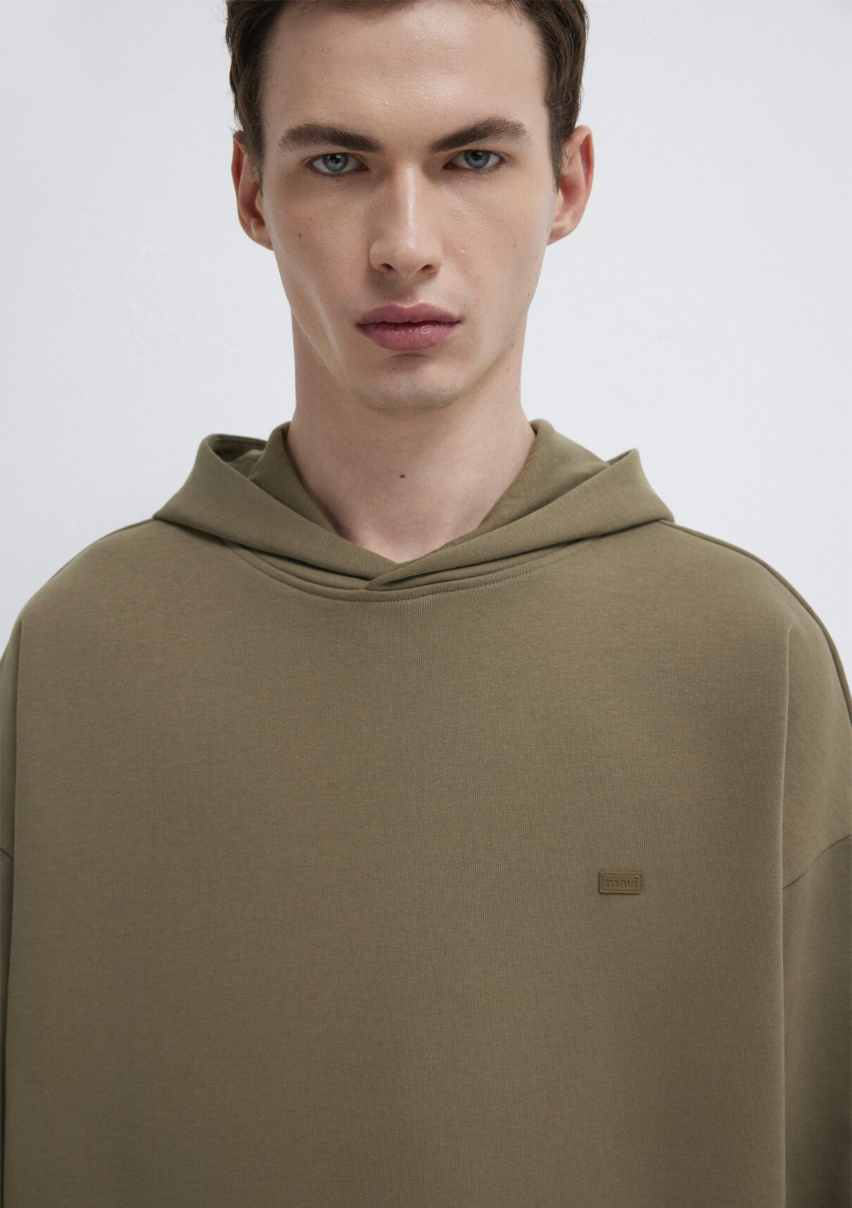 Mavi Kapüşonlu Haki Sweatshirt görsel 6
