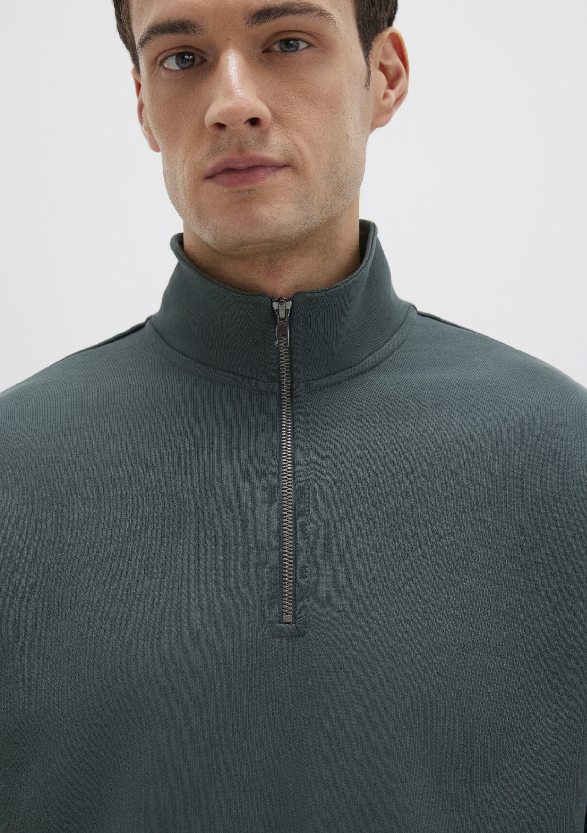 Mavi Yarı Fermuarlı Yeşil Basic Sweatshirt görsel 6