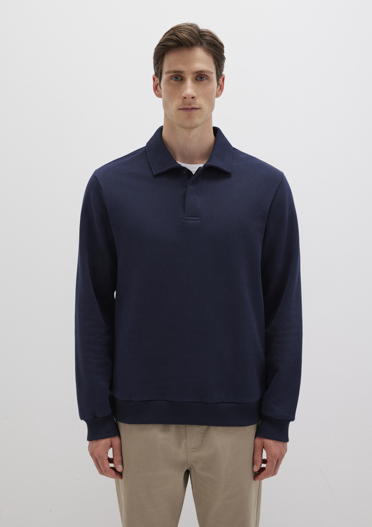 Mavi Polo Yaka Lacivert Sweatshirt görsel 4