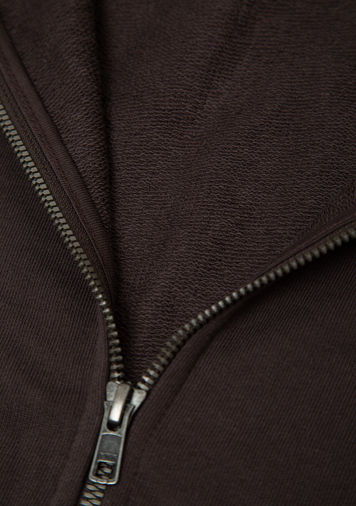 Mavi Kapüşonlu Fermuarlı Kahverengi Basic Sweatshirt görsel 7