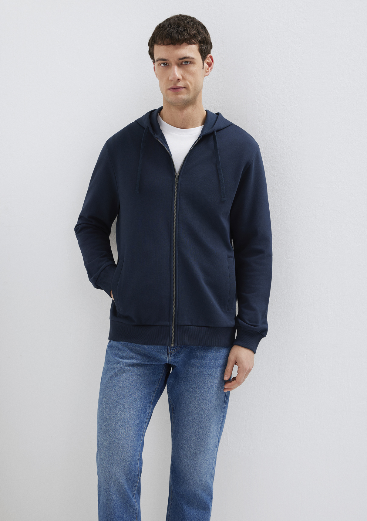 Mavi Kapüşonlu Fermuarlı Lacivert Basic Sweatshirt