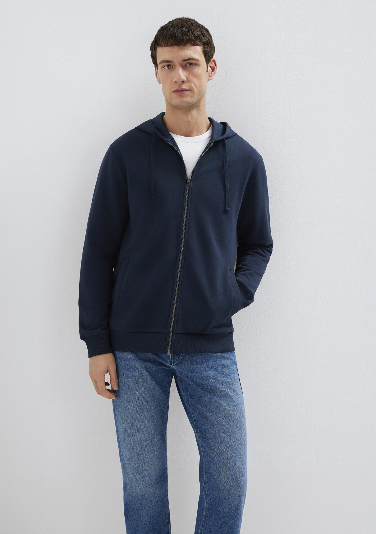 Mavi Kapüşonlu Fermuarlı Lacivert Basic Sweatshirt görsel 3
