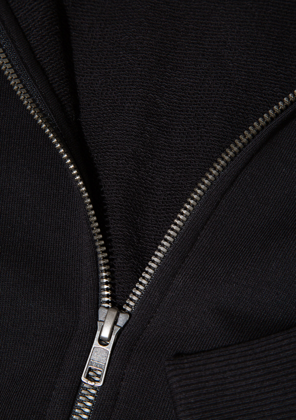Mavi Kapüşonlu Fermuarlı Siyah Basic Sweatshirt görsel 8