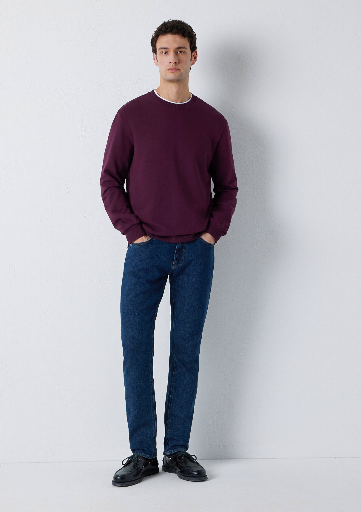 Mavi Bisiklet Yaka Mor Basic Sweatshirt