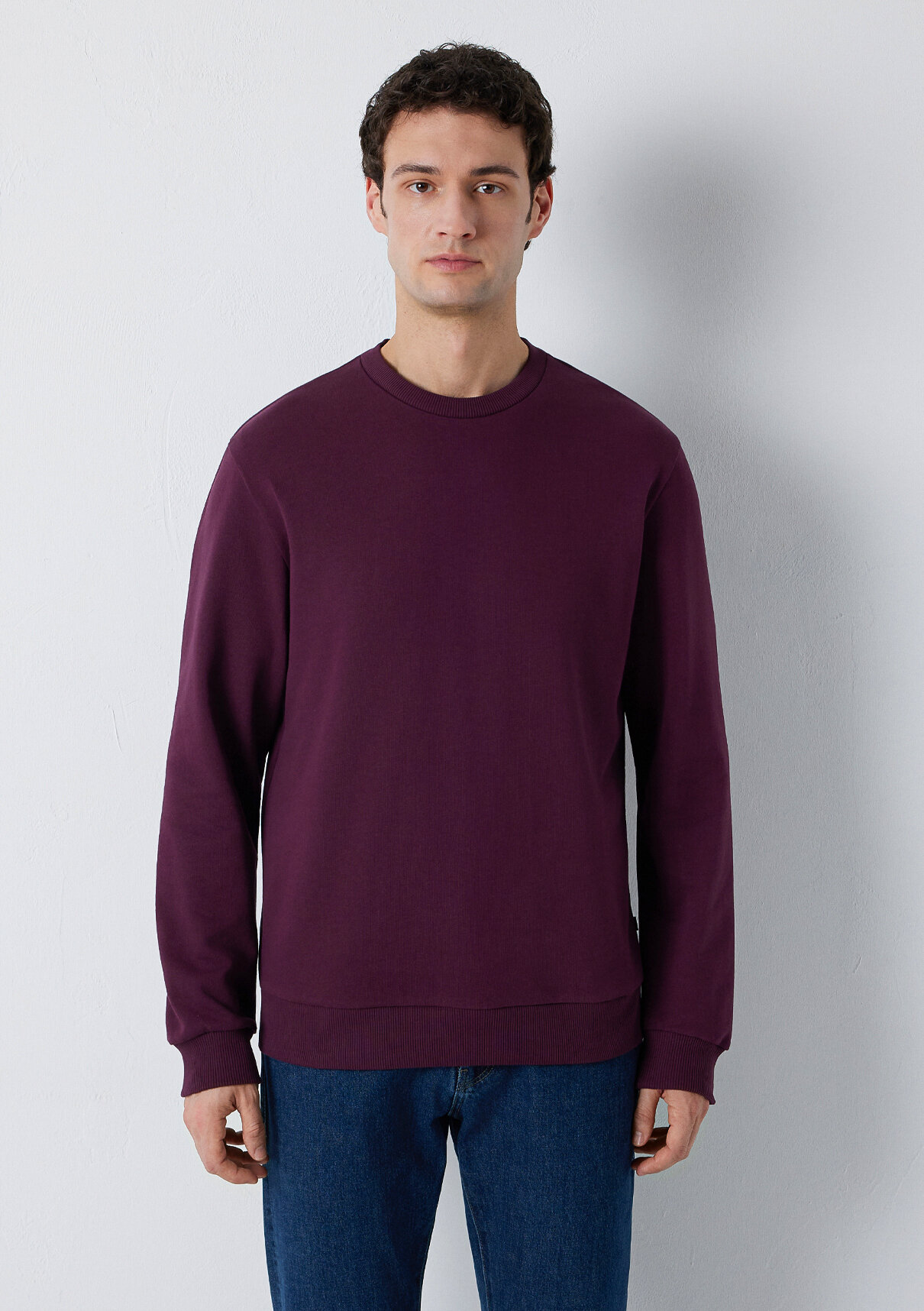 Mavi Bisiklet Yaka Mor Basic Sweatshirt görsel 3