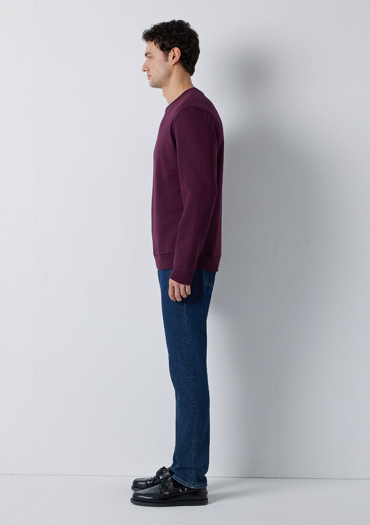 Mavi Bisiklet Yaka Mor Basic Sweatshirt görsel 4