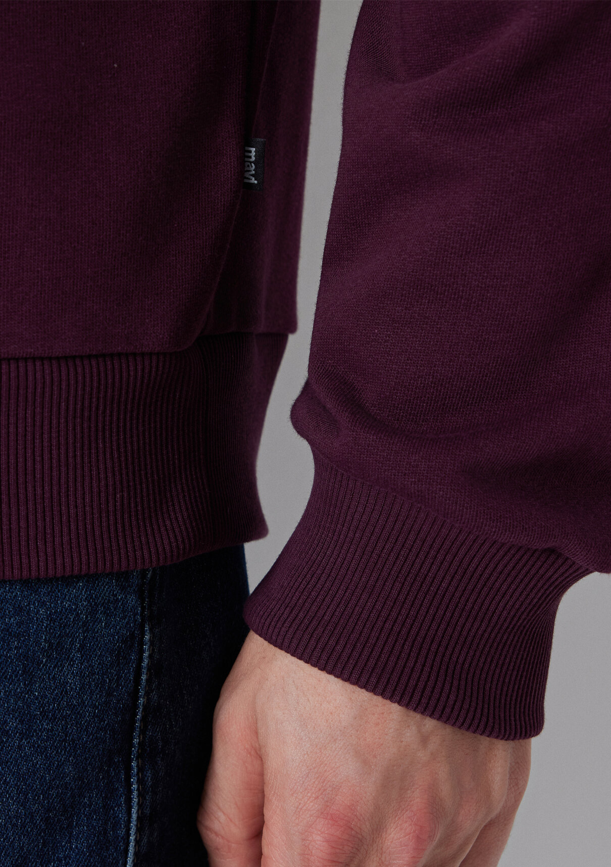 Mavi Bisiklet Yaka Mor Basic Sweatshirt görsel 7