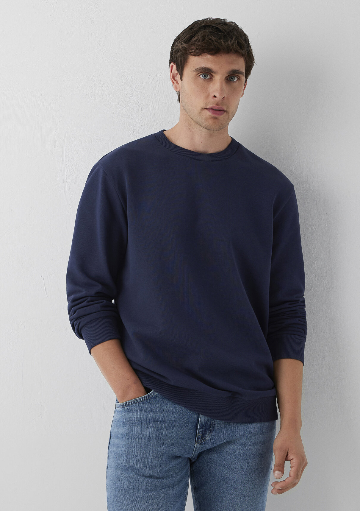 Mavi Bisiklet Yaka Lacivert Basic Sweatshirt