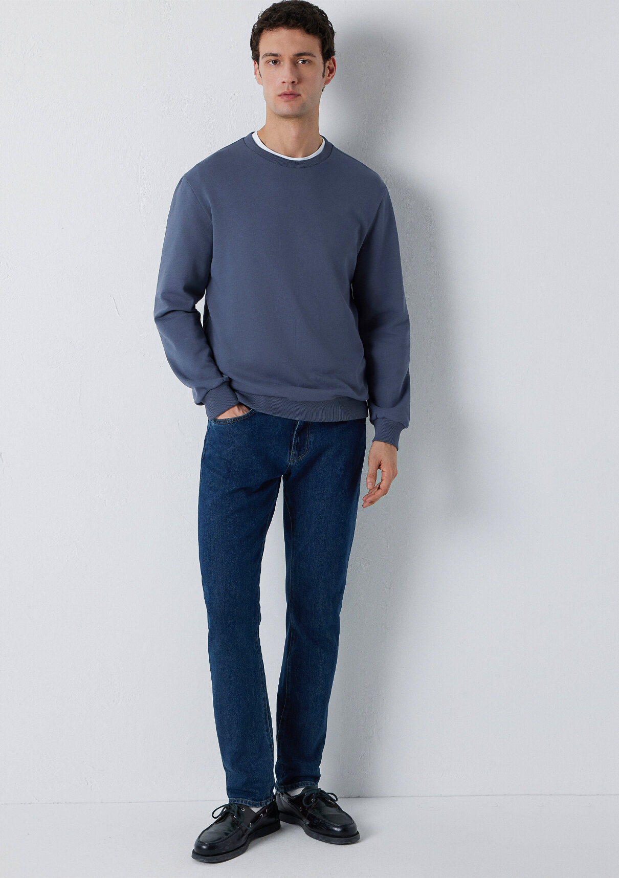 Mavi Bisiklet Yaka Lacivert Basic Sweatshirt