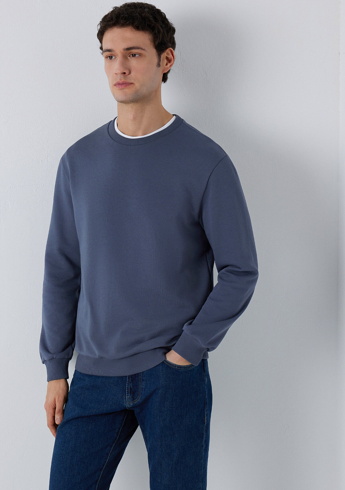 Mavi Bisiklet Yaka Lacivert Basic Sweatshirt görsel 2