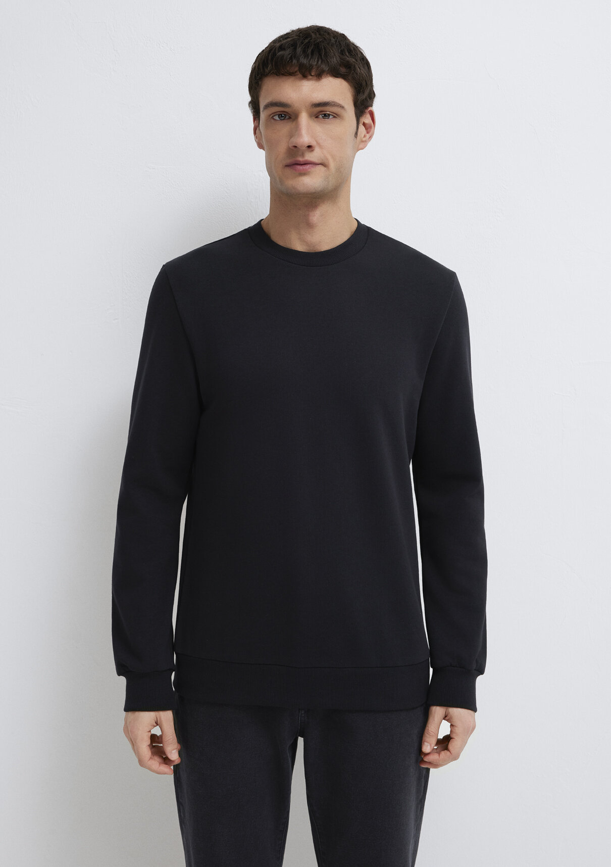 Mavi Bisiklet Yaka Siyah Sweatshirt görsel 3