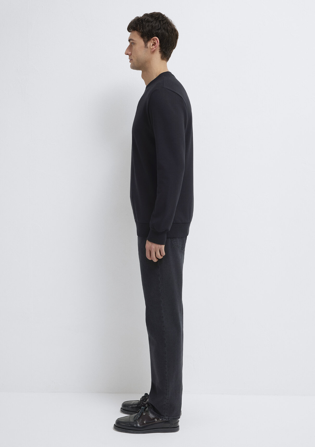 Mavi Bisiklet Yaka Siyah Sweatshirt görsel 4