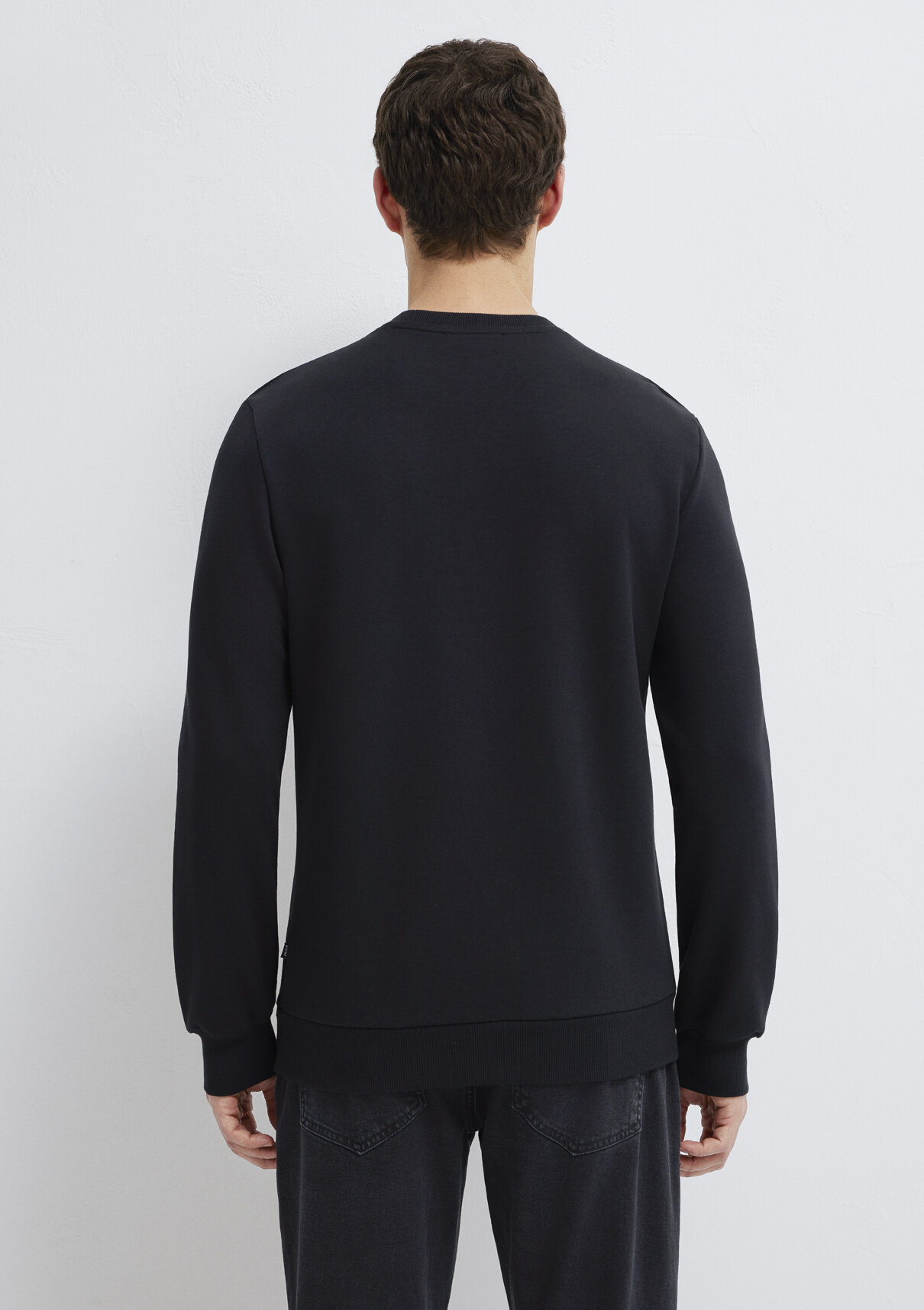 Mavi Bisiklet Yaka Siyah Sweatshirt görsel 5