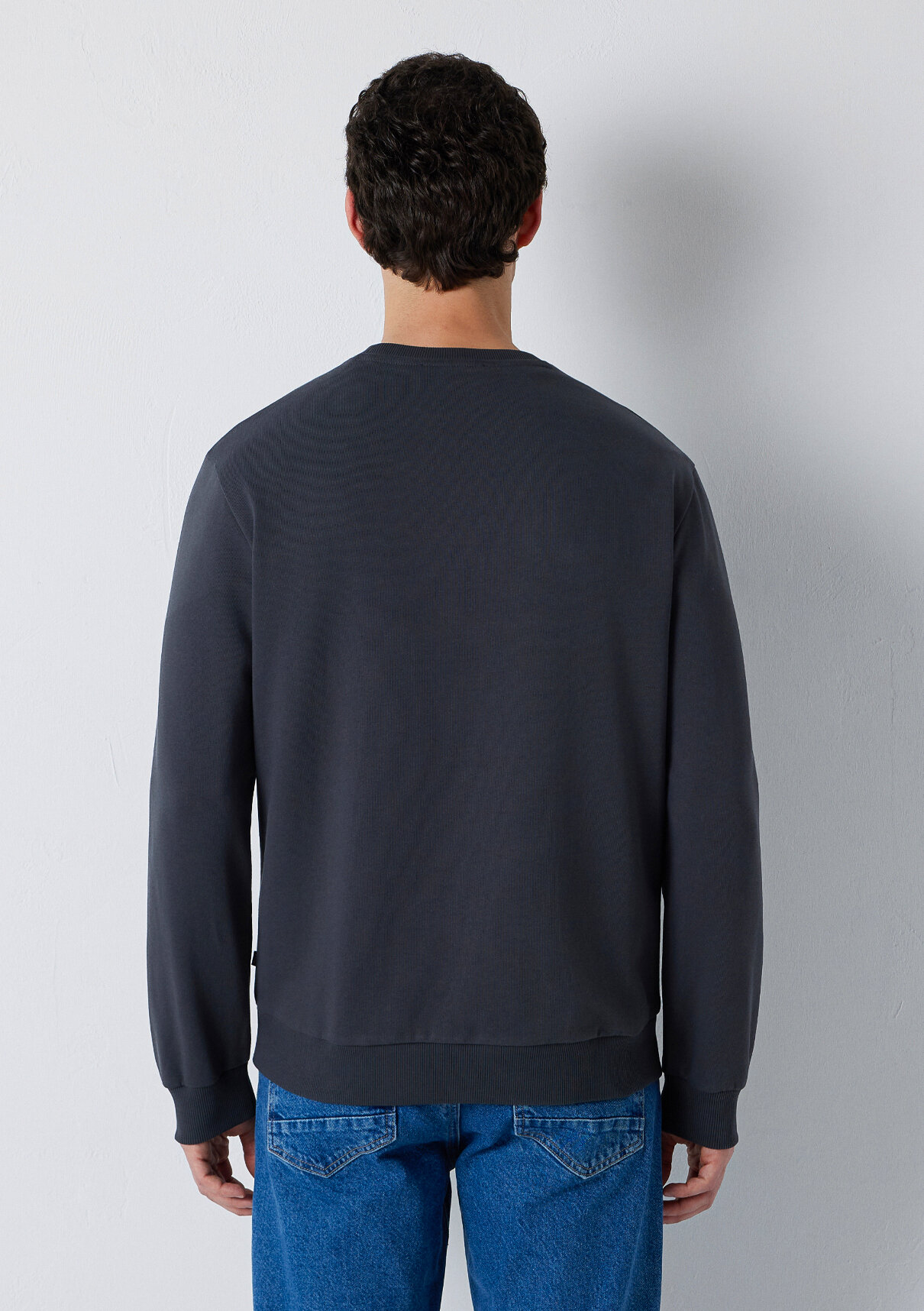 Mavi Bisiklet Yaka Antrasit Basic Sweatshirt görsel 5