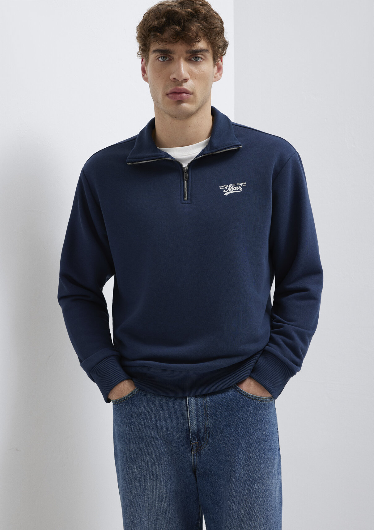 Mavi Yarı Fermuarlı Lacivert Sweatshirt görsel 2