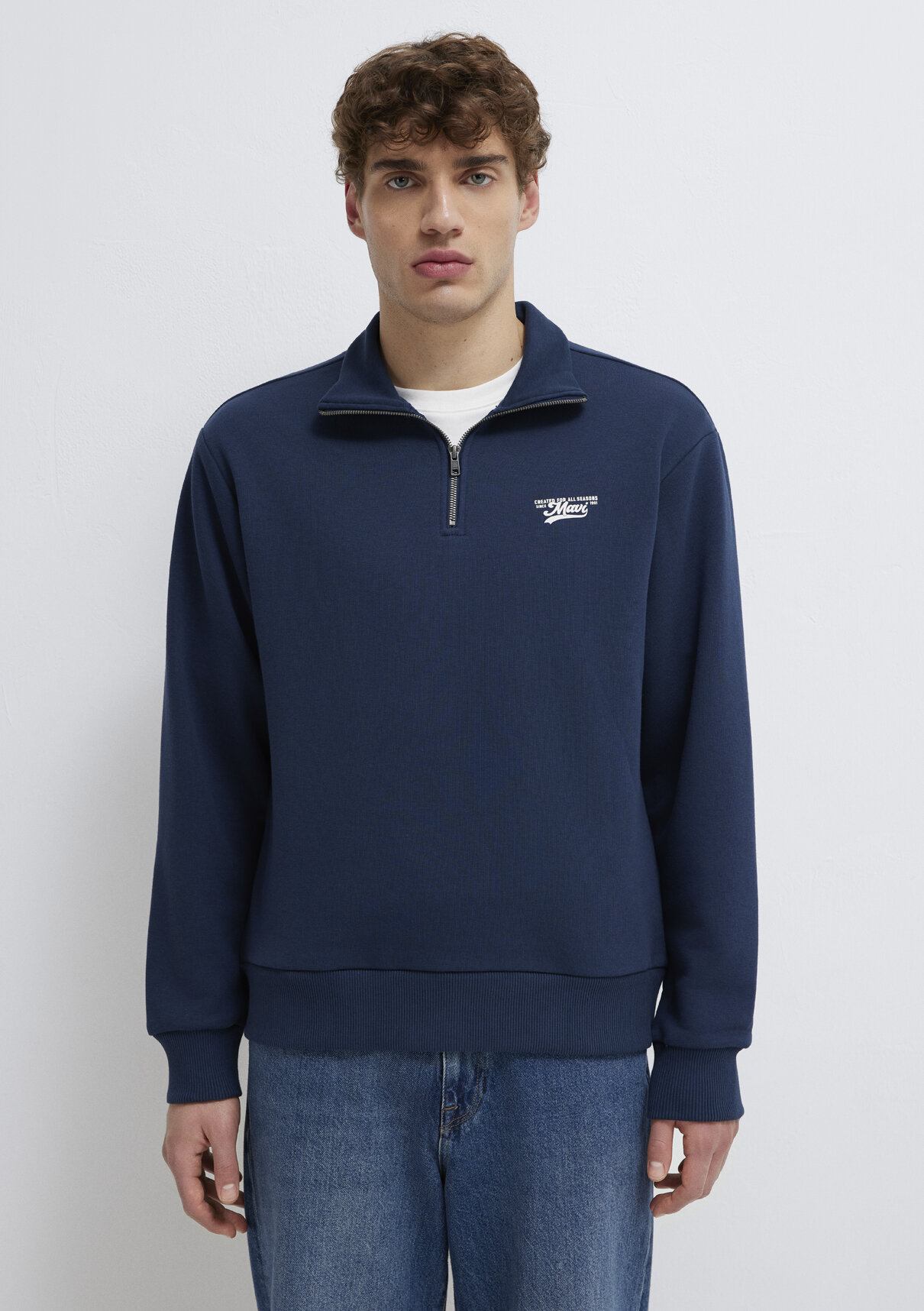 Mavi Yarı Fermuarlı Lacivert Sweatshirt görsel 3
