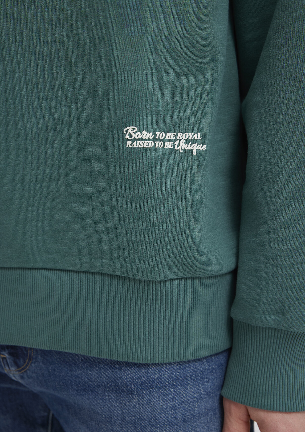 Mavi Kapüşonlu Yeşil Sweatshirt görsel 7