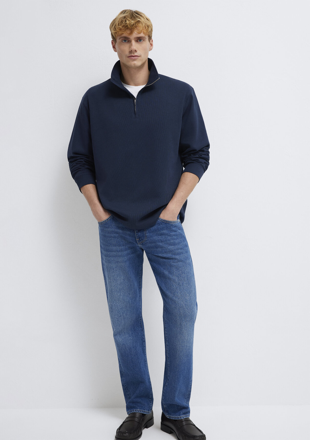 Mavi Yarı Fermuarlı Lacivert Sweatshirt görsel 2