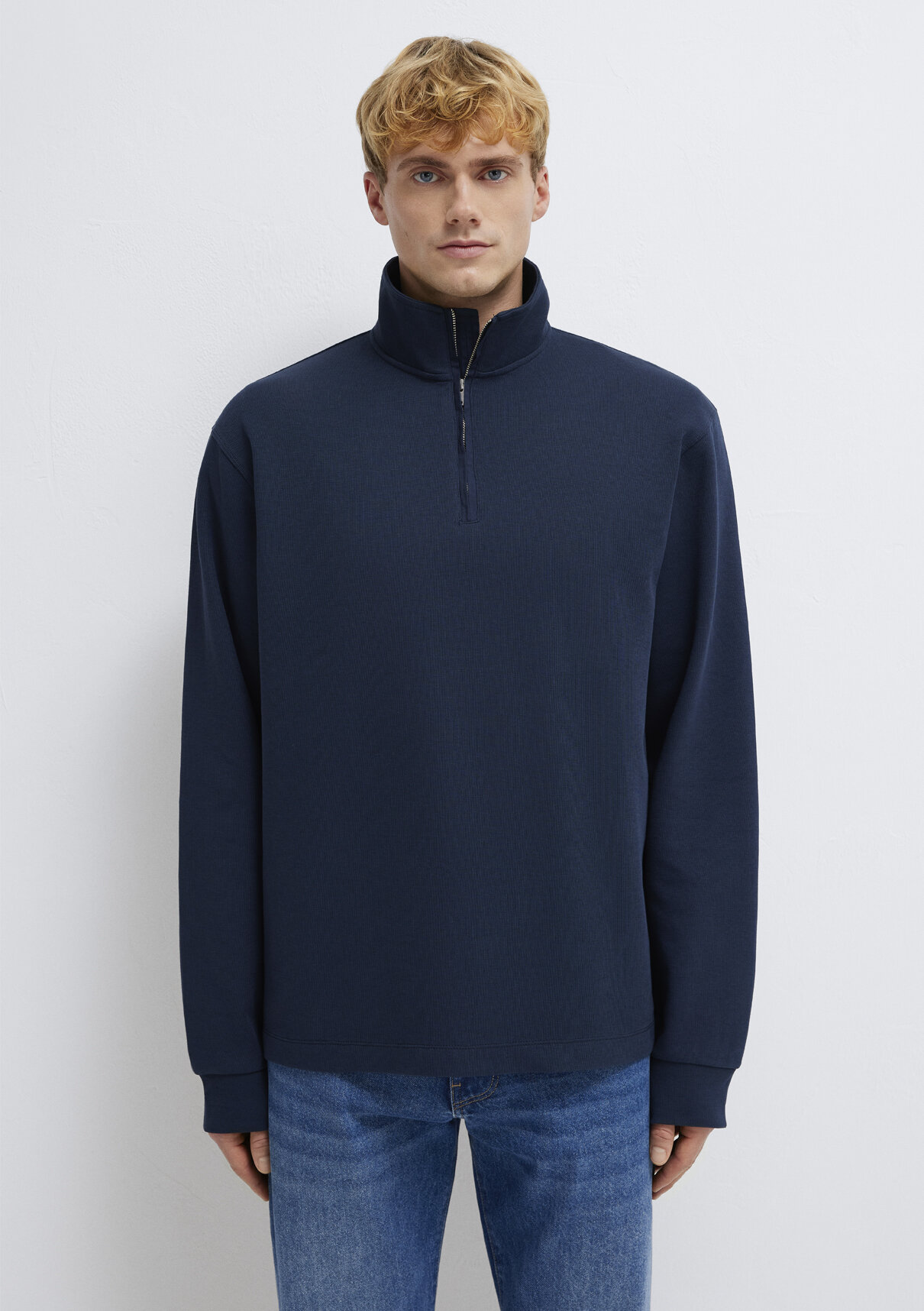Mavi Yarı Fermuarlı Lacivert Sweatshirt görsel 4