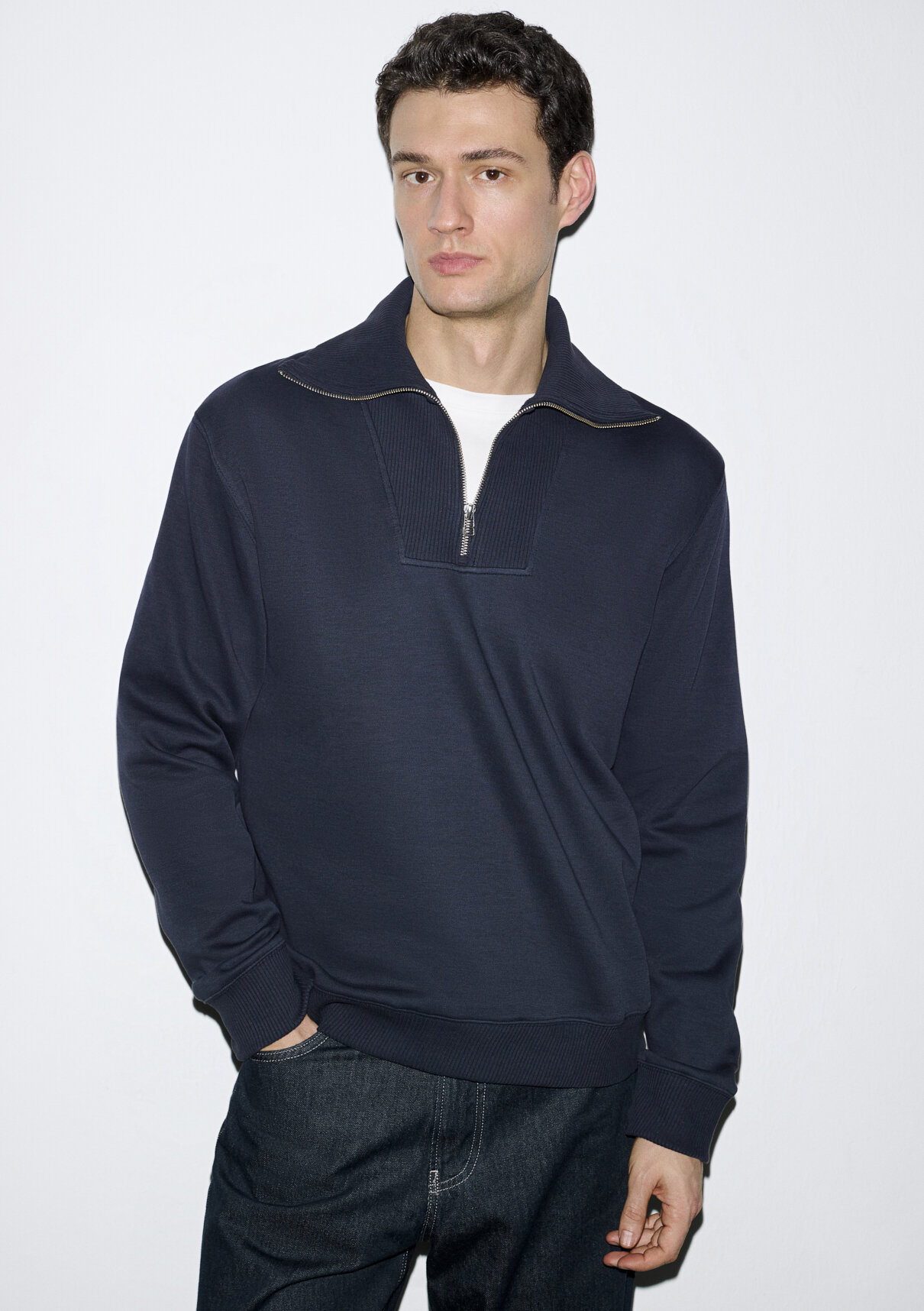 Mavi Yarı Fermuarlı Lacivert Sweatshirt görsel 2