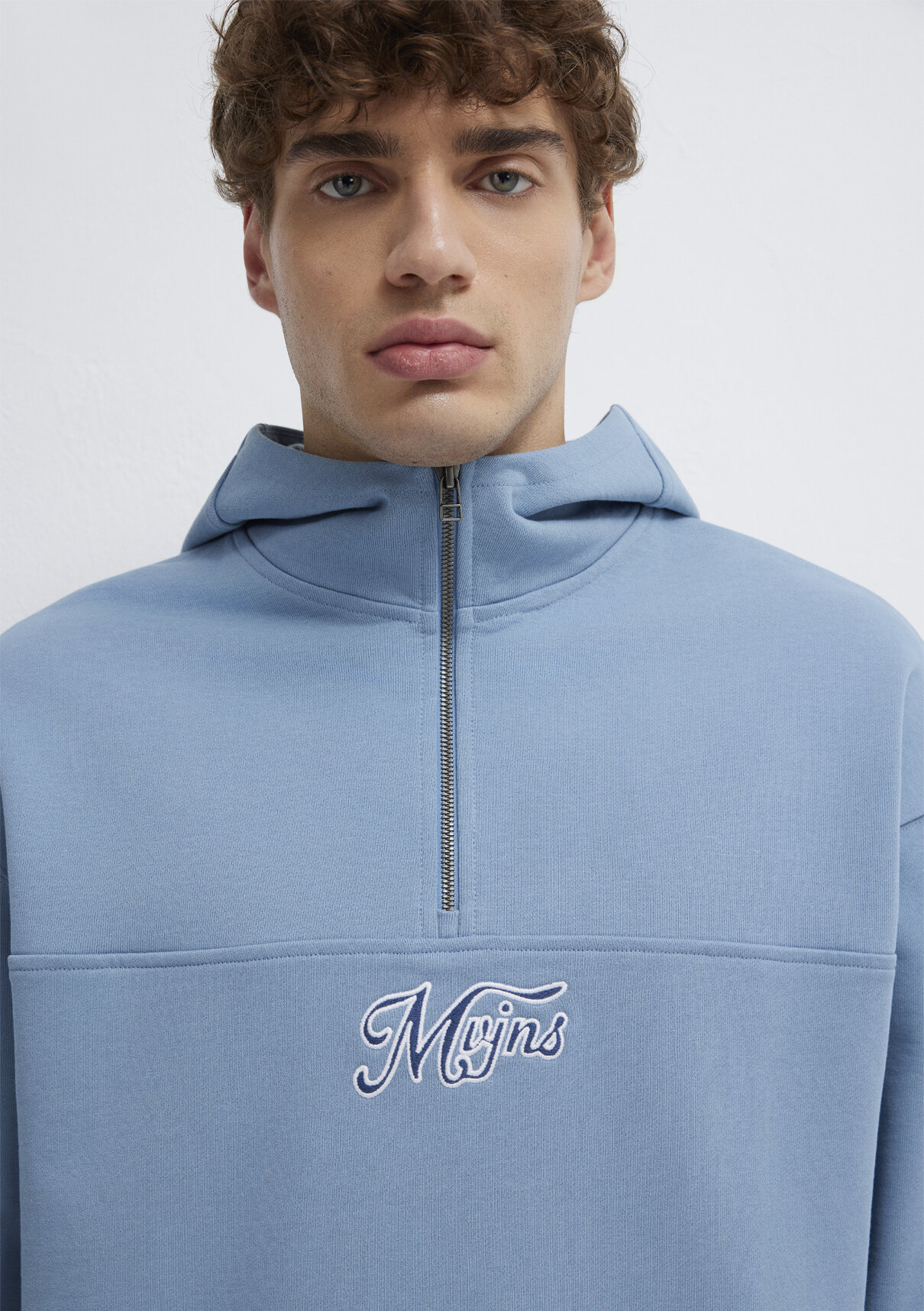 Mavi MVJNS Nakışlı Yarı Fermuarlı Mavi Sweatshirt görsel 7