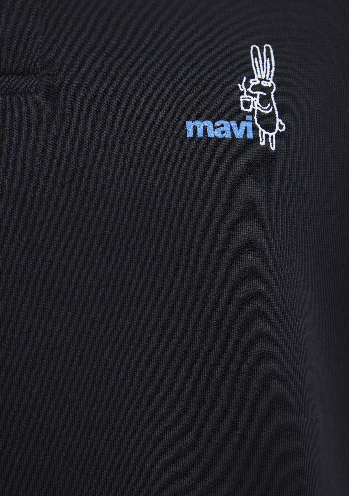 Mavi Yarı Düğmeli Siyah Sweatshirt görsel 8