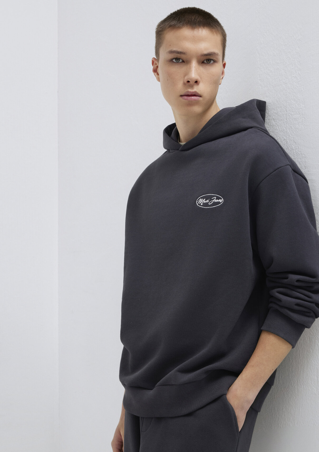 Mavi Jeans Nakışlı Kapüşonlu Antrasit Sweatshirt