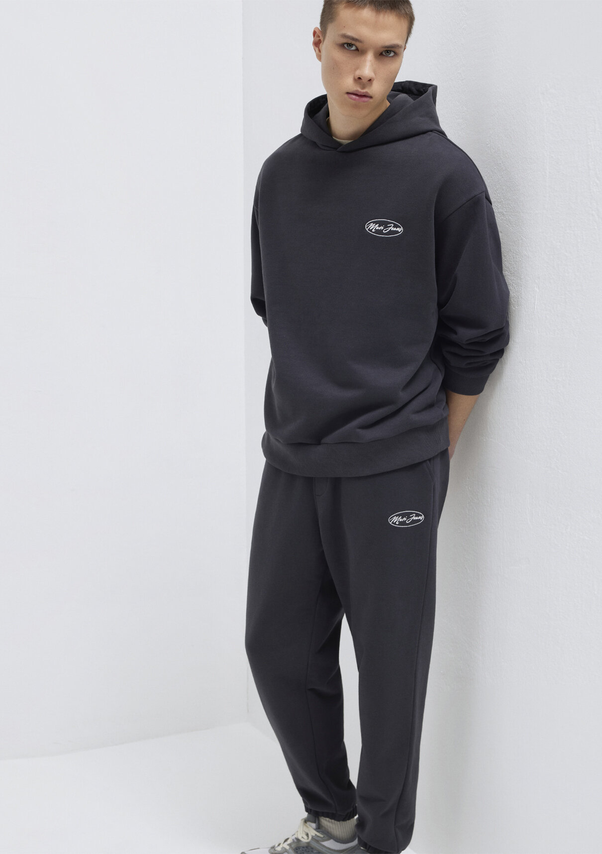Mavi Jeans Nakışlı Kapüşonlu Antrasit Sweatshirt görsel 4
