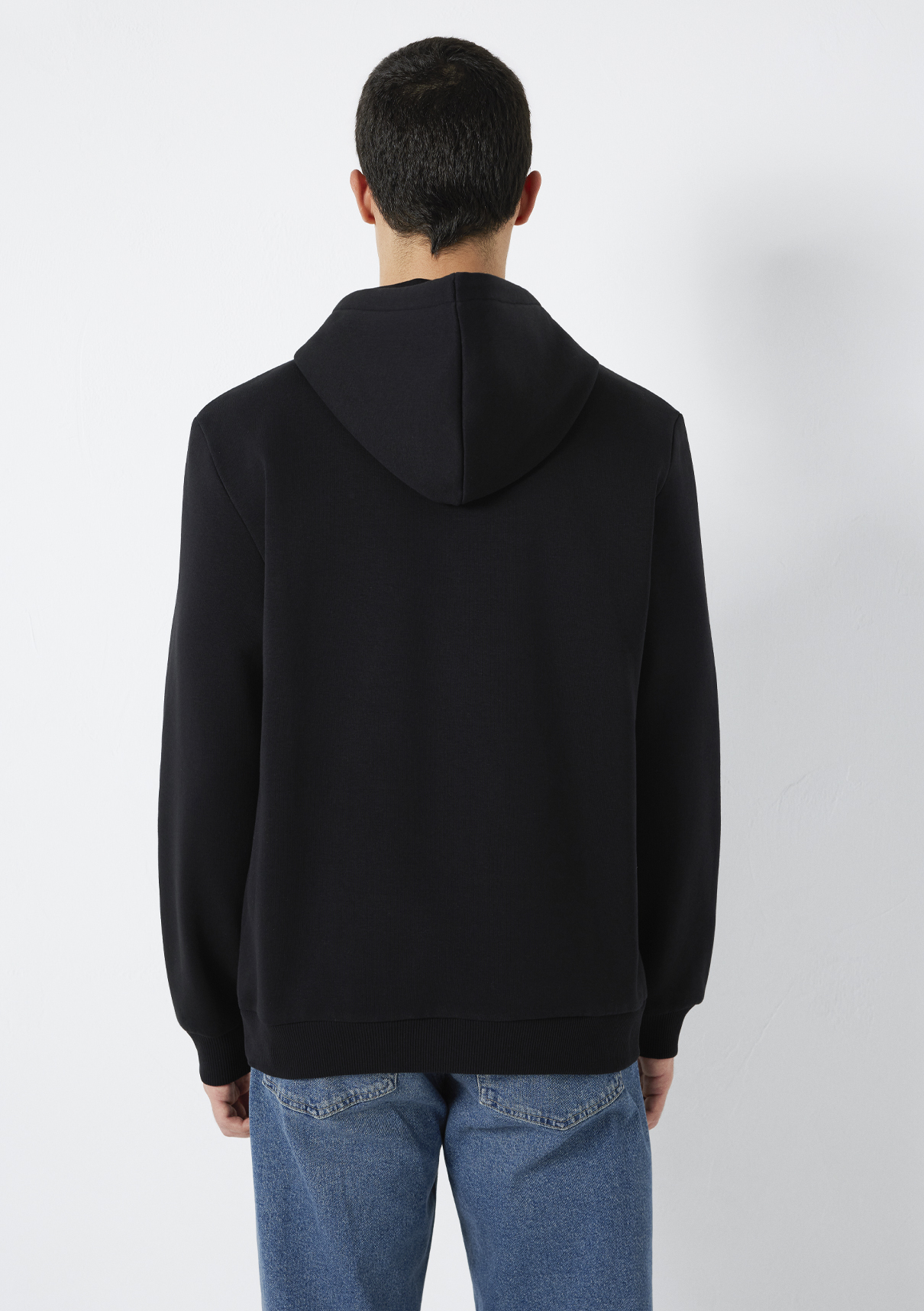 Mavi Logo Baskılı Kapüşonlu Siyah Sweatshirt görsel 6