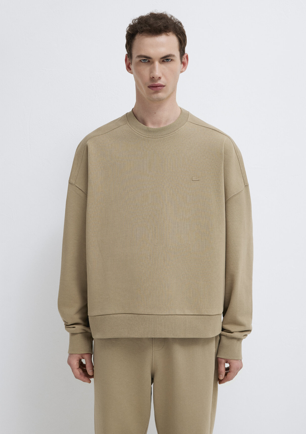 Mavi Bisiklet Yaka Bej Sweatshirt görsel 4