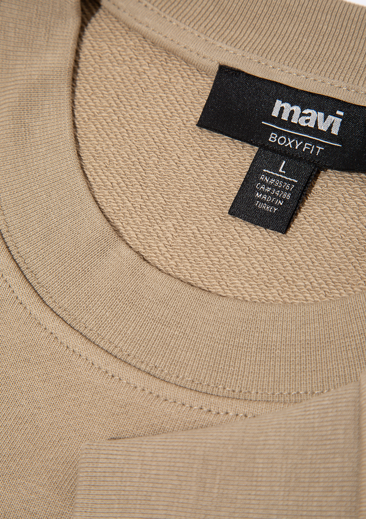 Mavi Bisiklet Yaka Bej Sweatshirt görsel 8