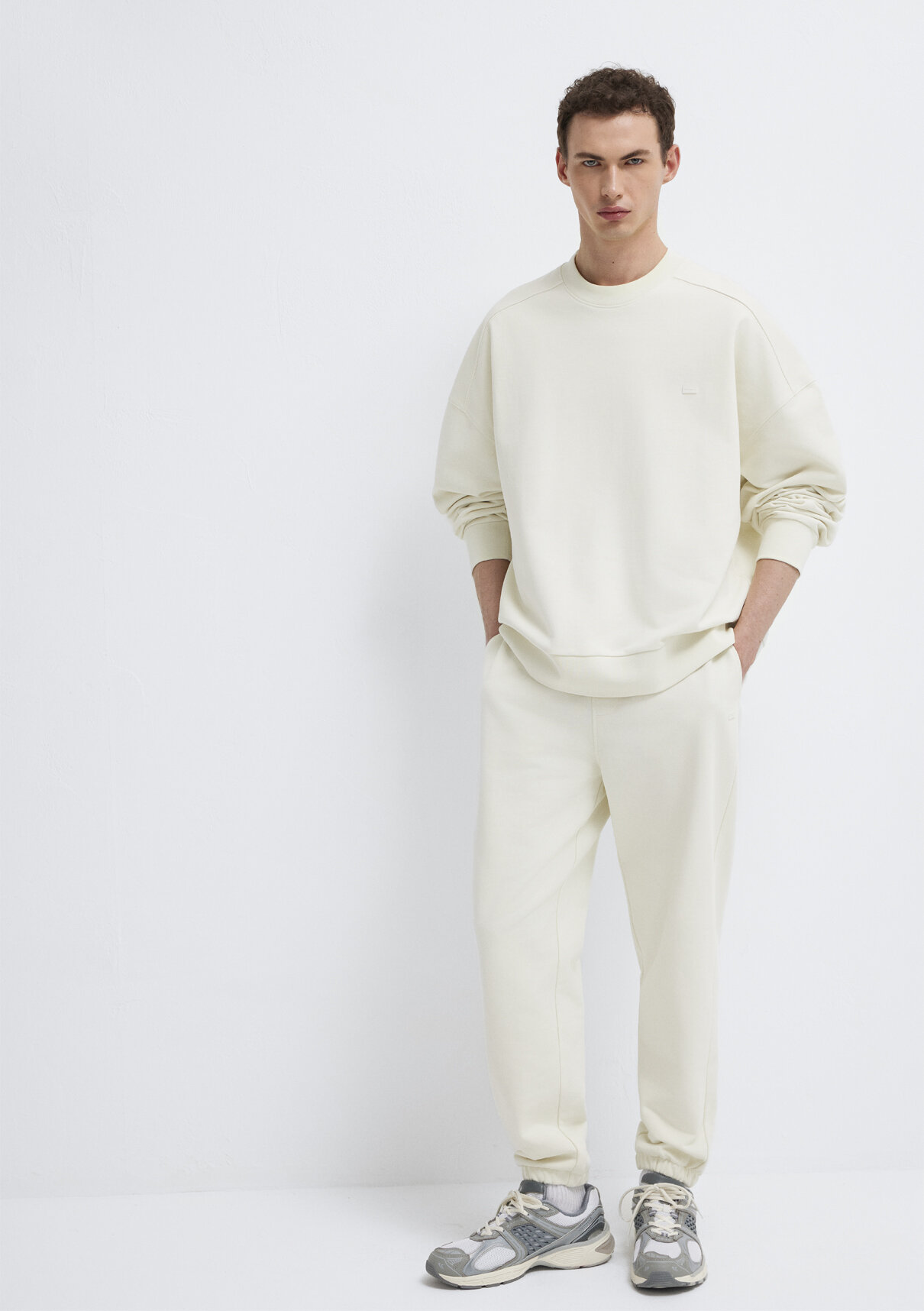 Mavi Bisiklet Yaka Ekru Sweatshirt görsel 2