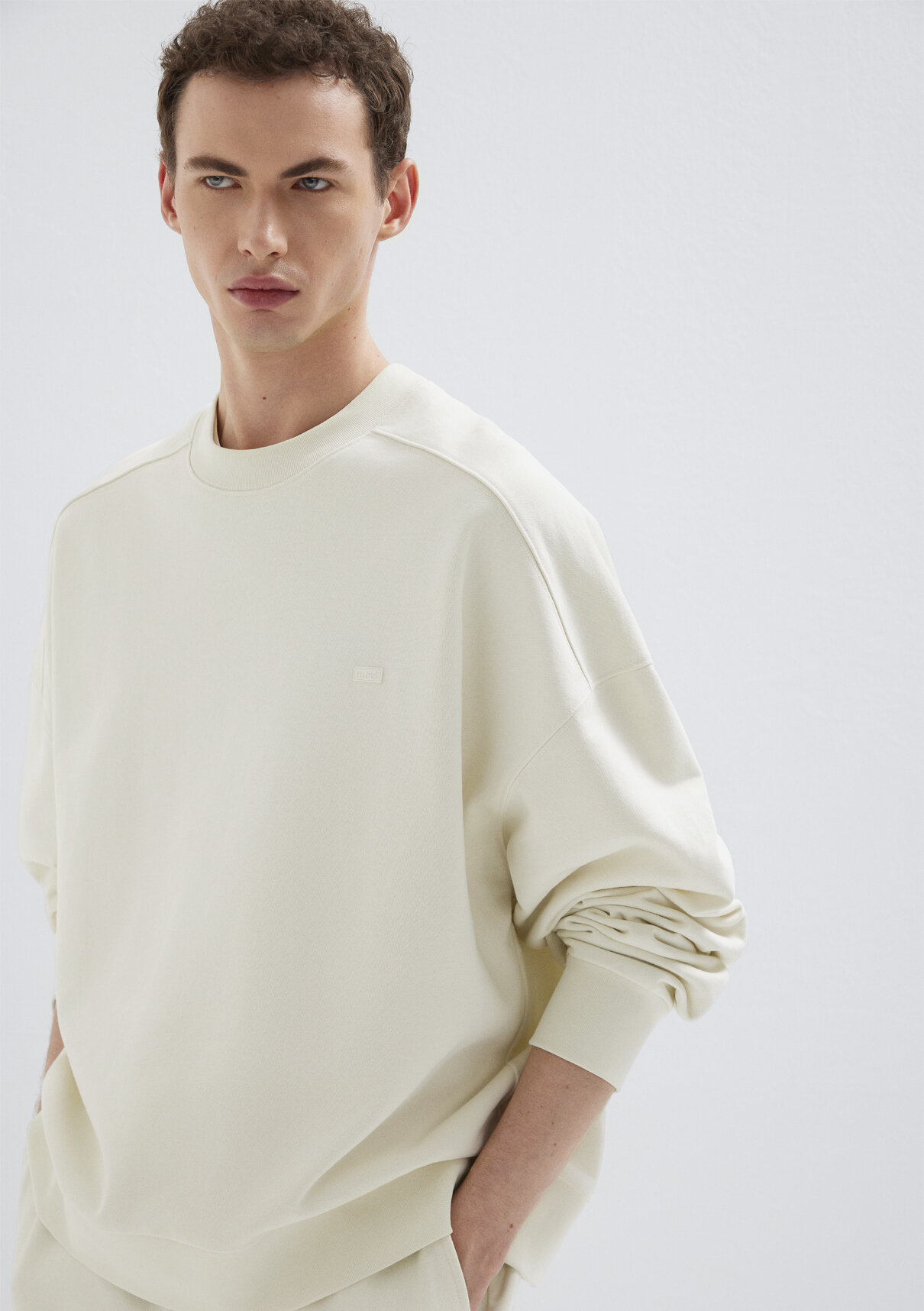 Mavi Bisiklet Yaka Ekru Sweatshirt görsel 3