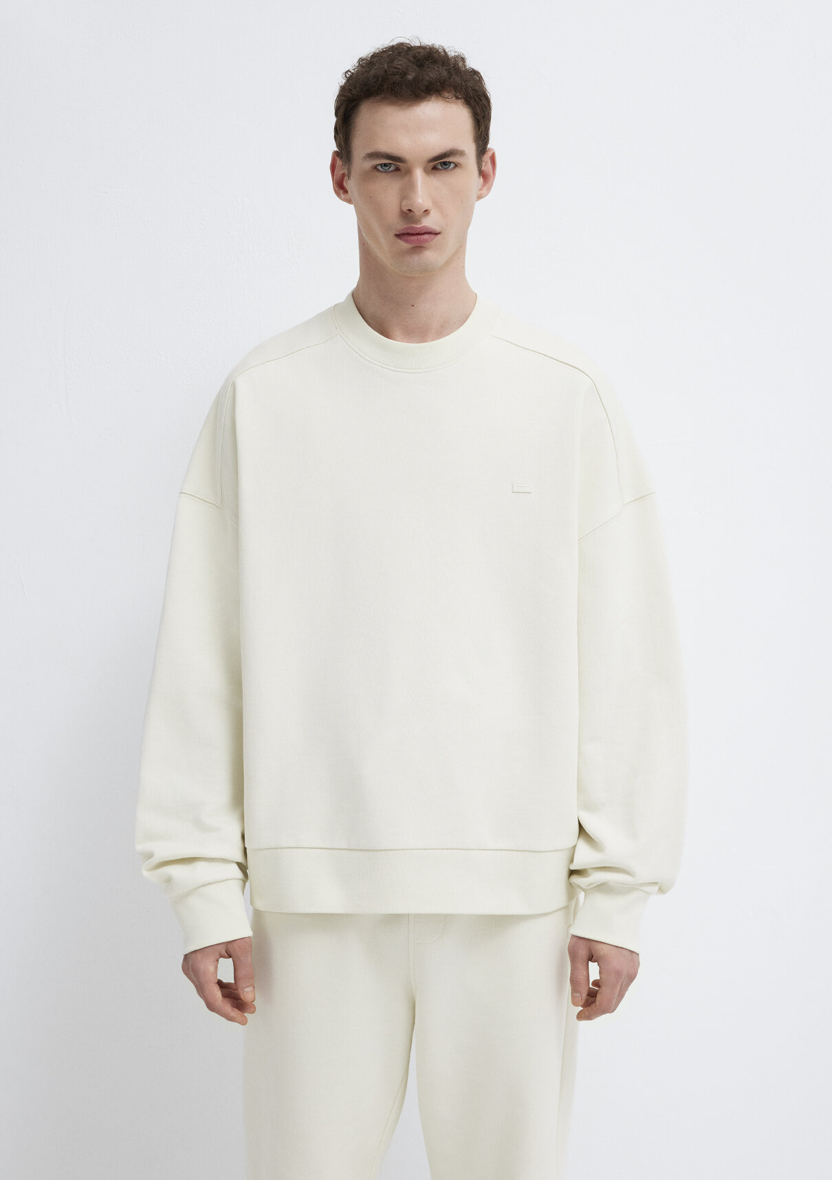 Mavi Bisiklet Yaka Ekru Sweatshirt görsel 4