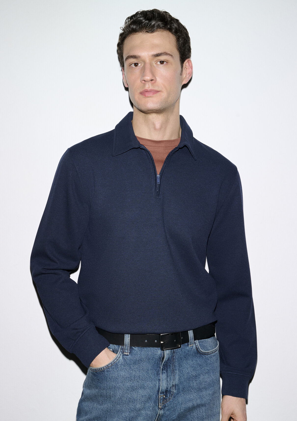 Mavi Esnek Lacivert Travel Polo Sweatshirt