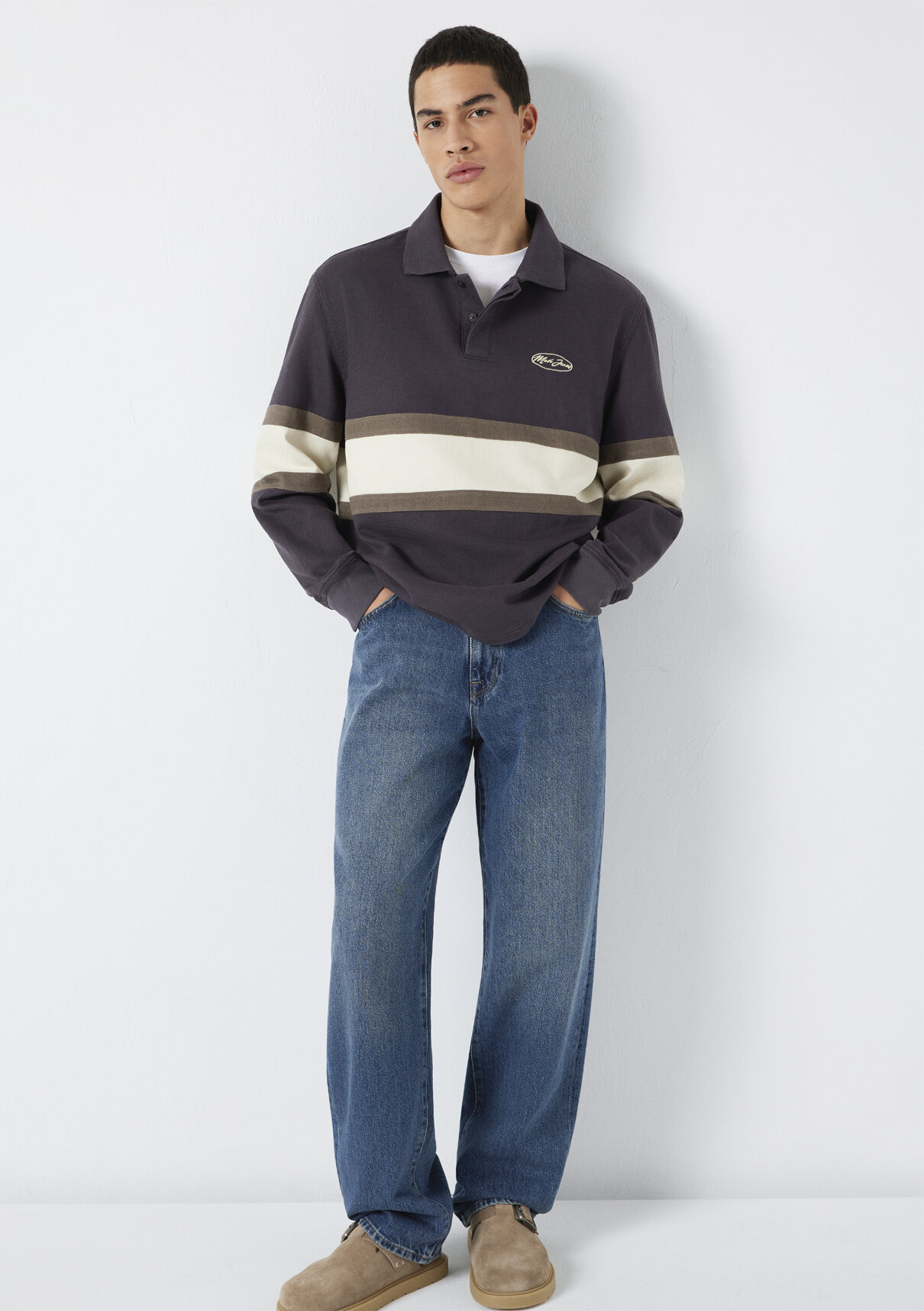 Mavi Jeans Nakışlı Polo Yaka Antrasit Sweatshirt görsel 2