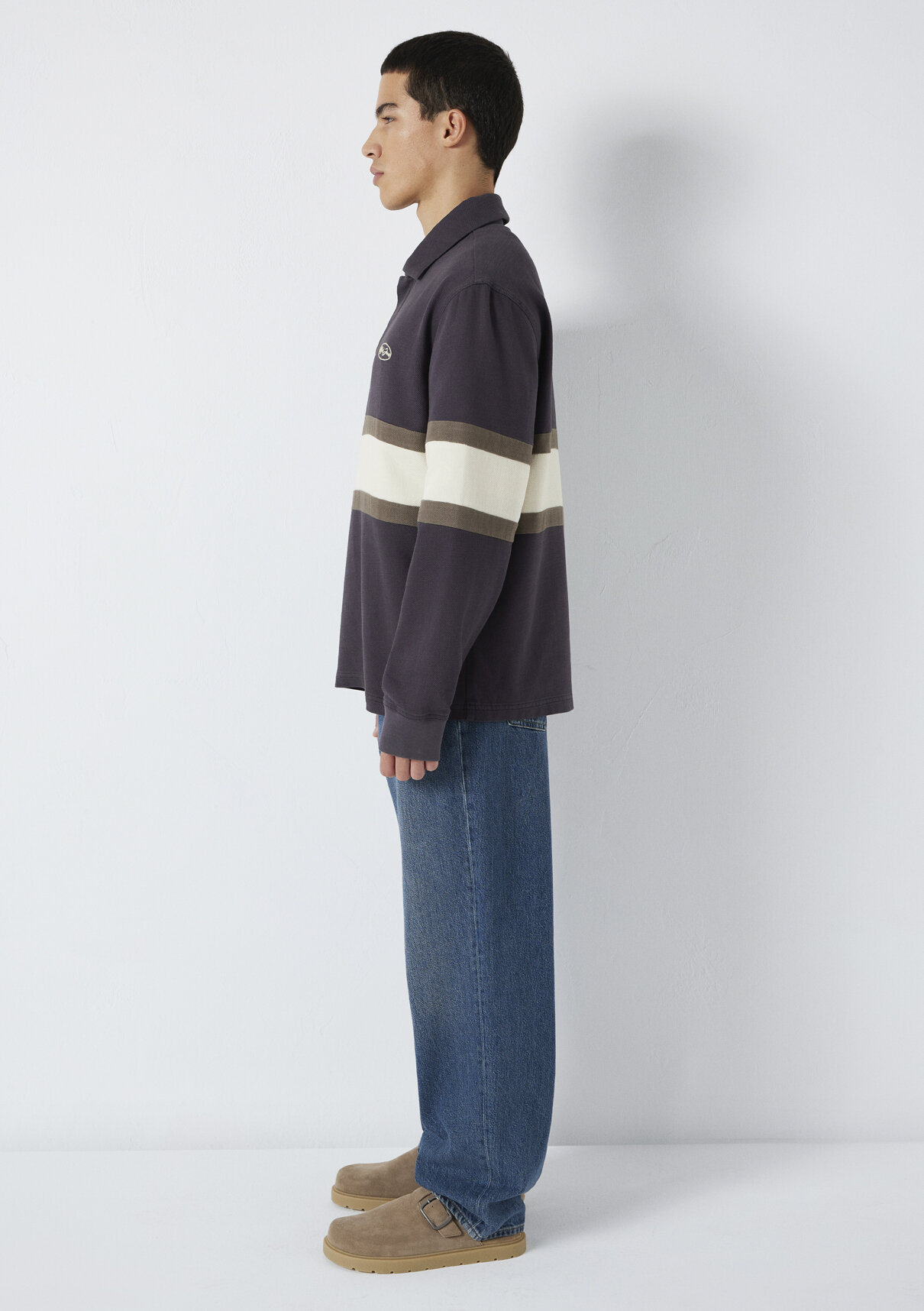 Mavi Jeans Nakışlı Polo Yaka Antrasit Sweatshirt görsel 5