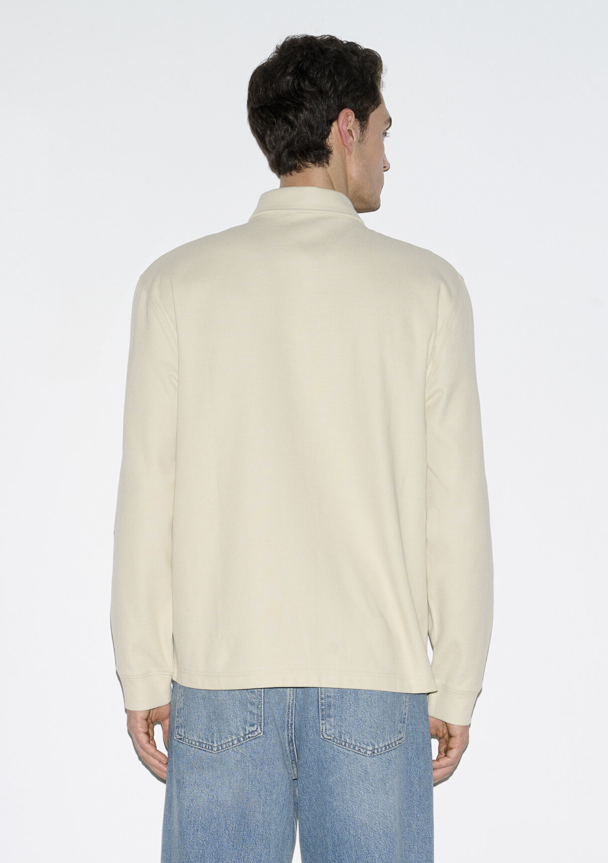 Mavi Polo Yaka Bej Sweatshirt görsel 4