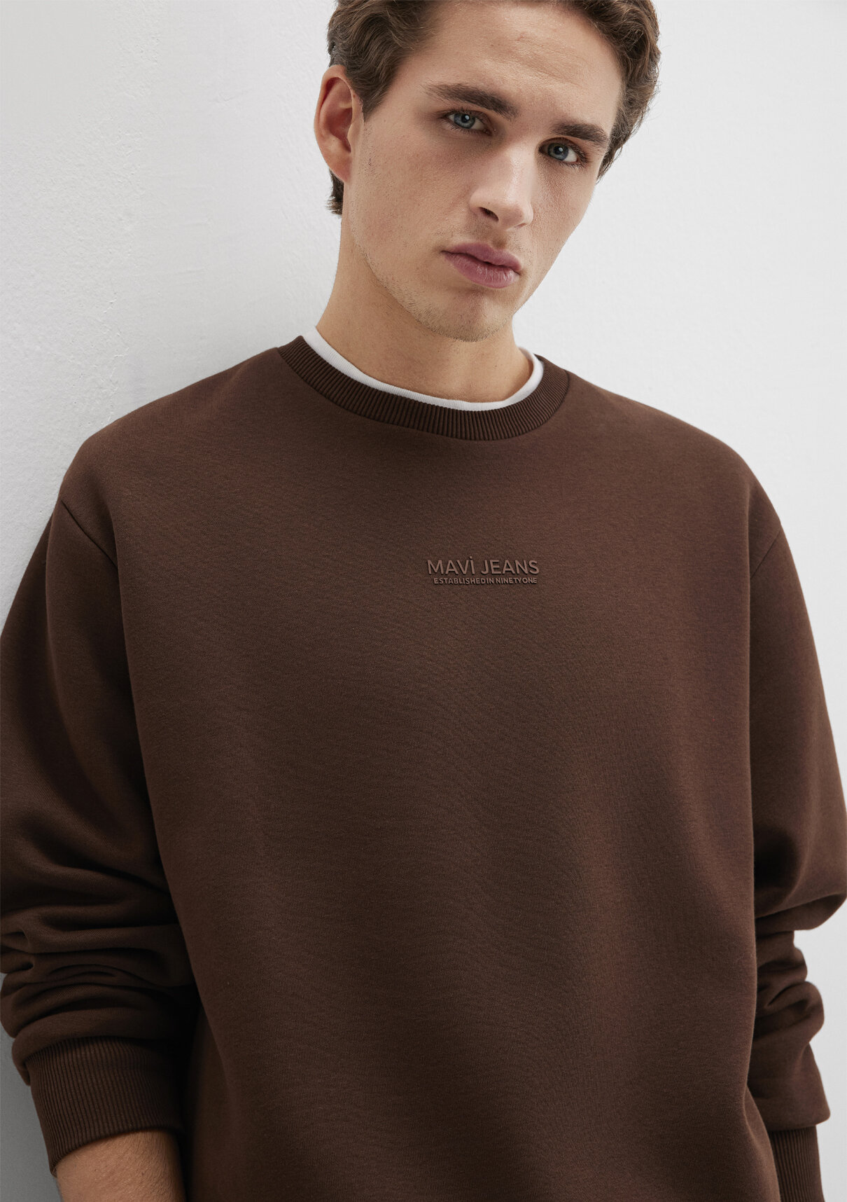 Mavi Jeans Detaylı Kahverengi Sweatshirt