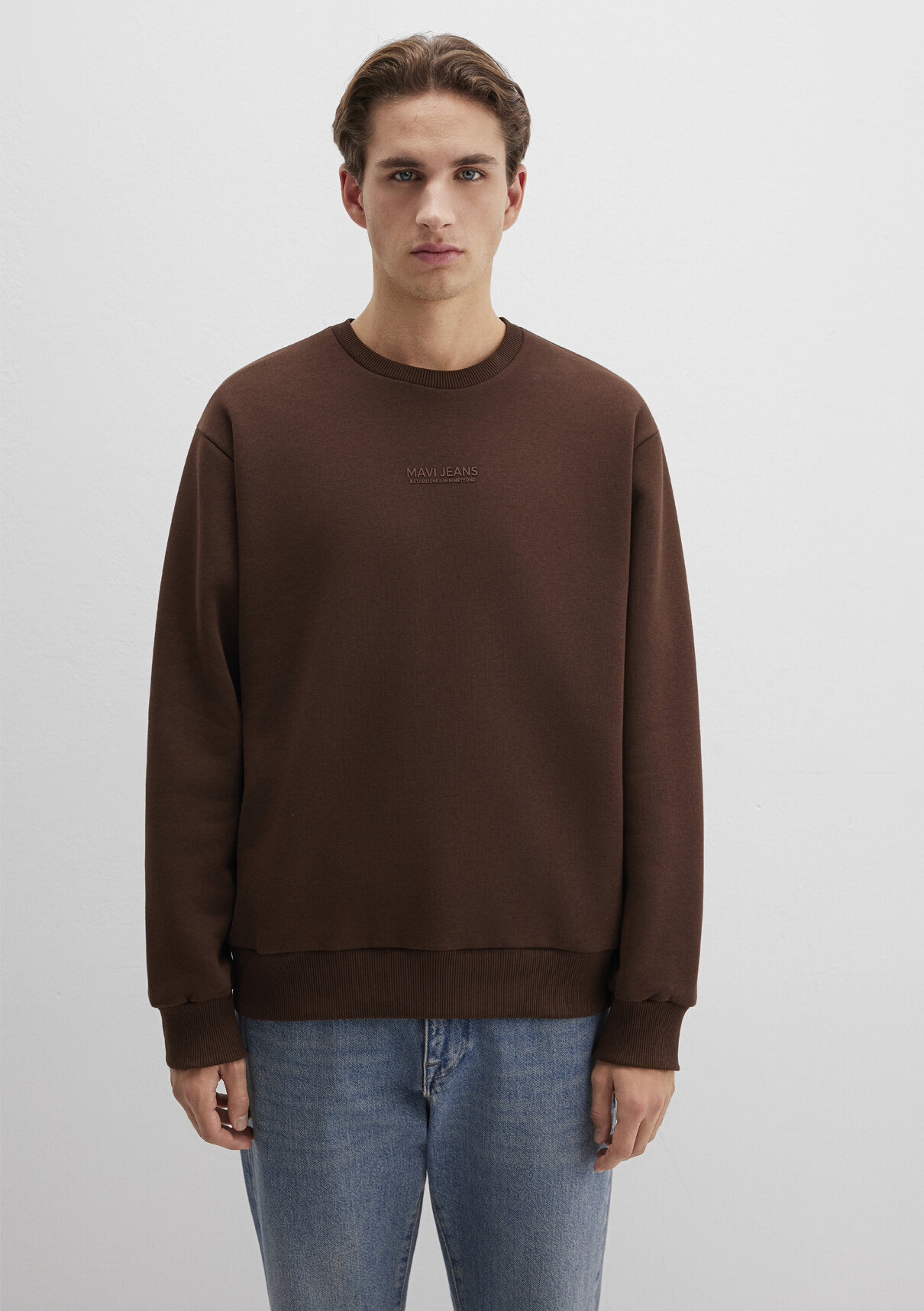 Mavi Jeans Detaylı Kahverengi Sweatshirt görsel 3